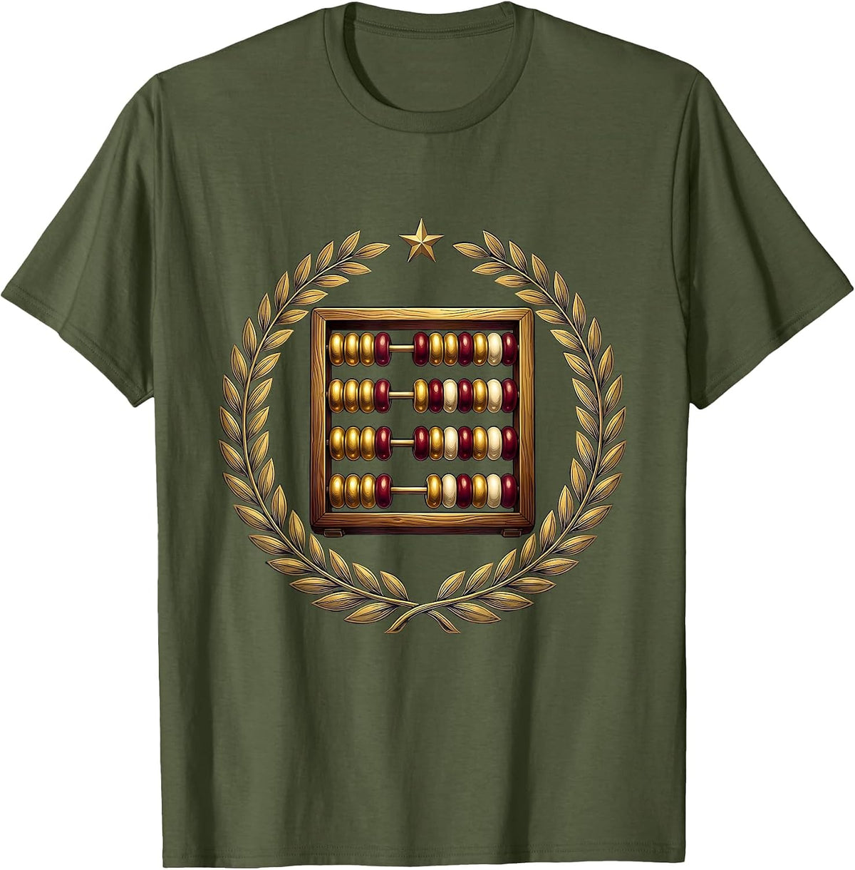 Men's Preschool Teacher Colorful Abacus Illustration T-Shirt - Olive Green