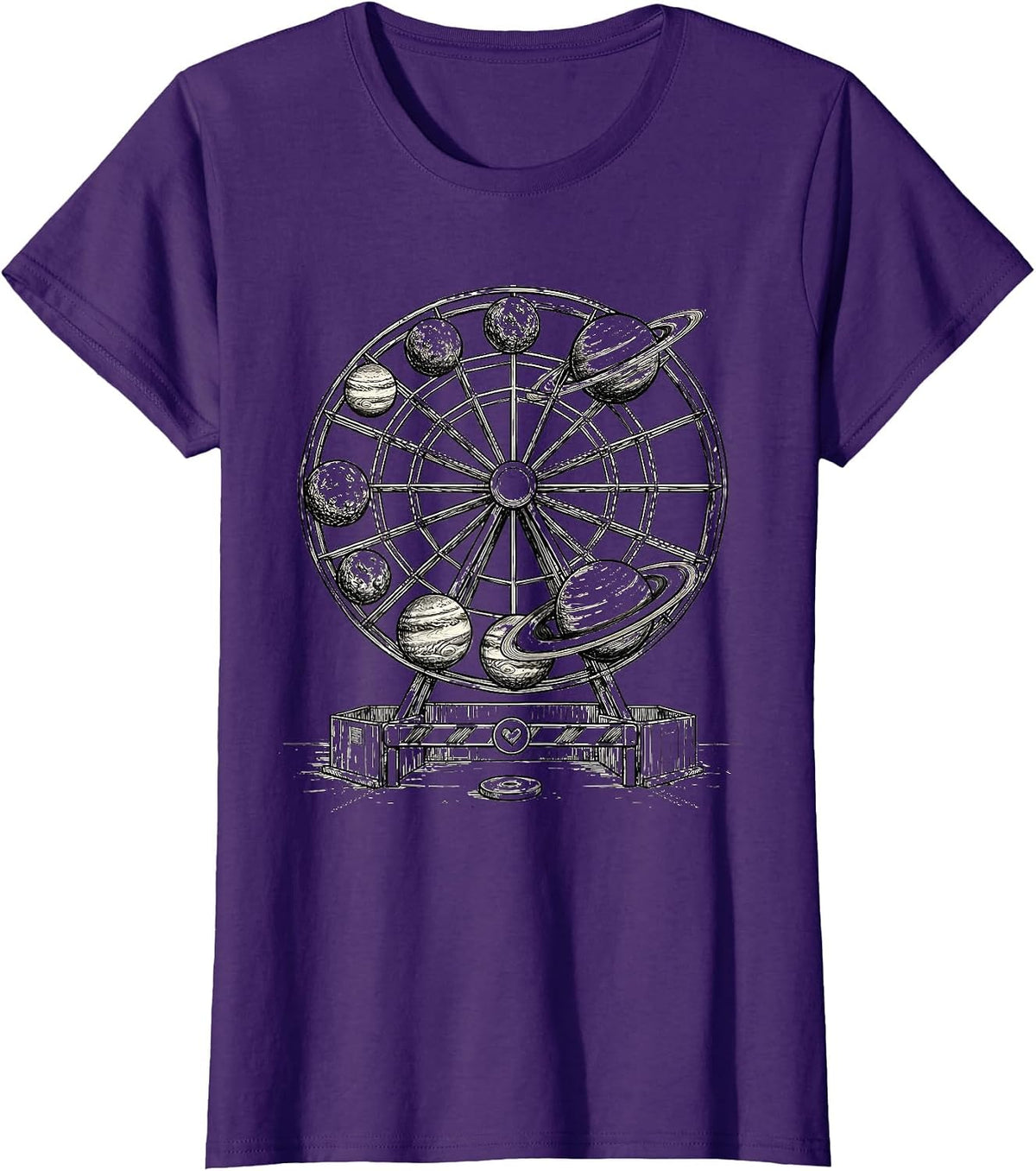 Women's Pluto Parking Carousel Never Forget Funny Retro Space Nerd T-Shirt - Purple