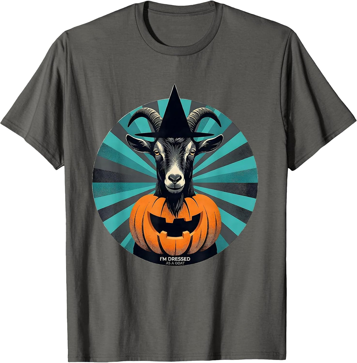 I'm Dressed as a Goat Midcentury Modern Halloween Witch Hat T-Shirt - Asphalt Grey