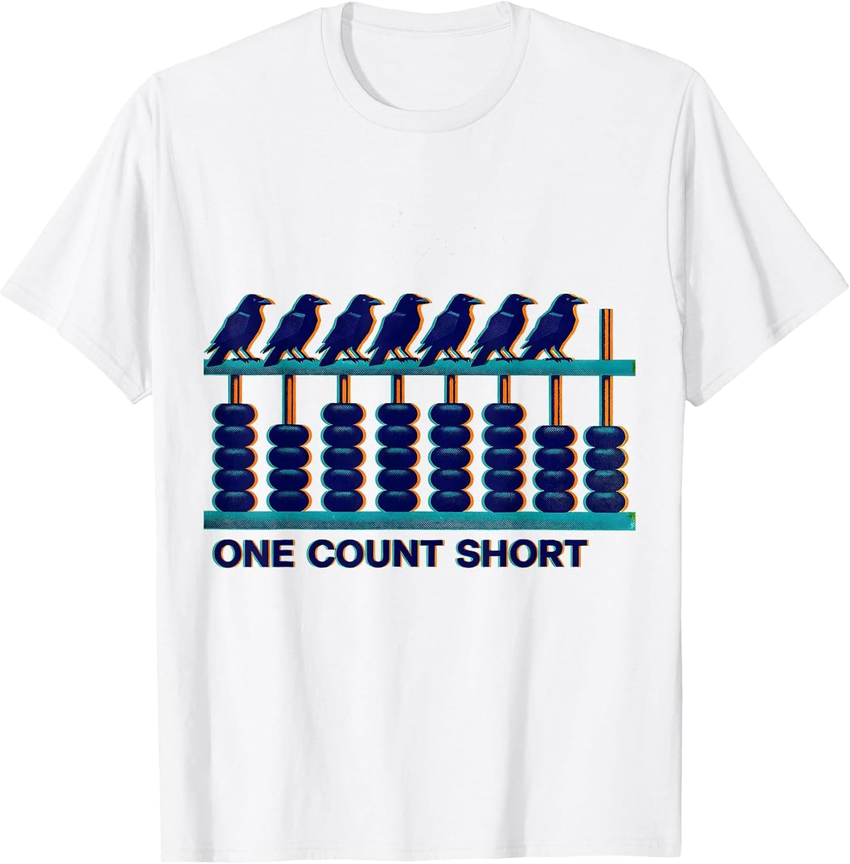 Men's Murder, One Count Short Risograph Crow Pun Bird Lover Humor T-Shirt - White