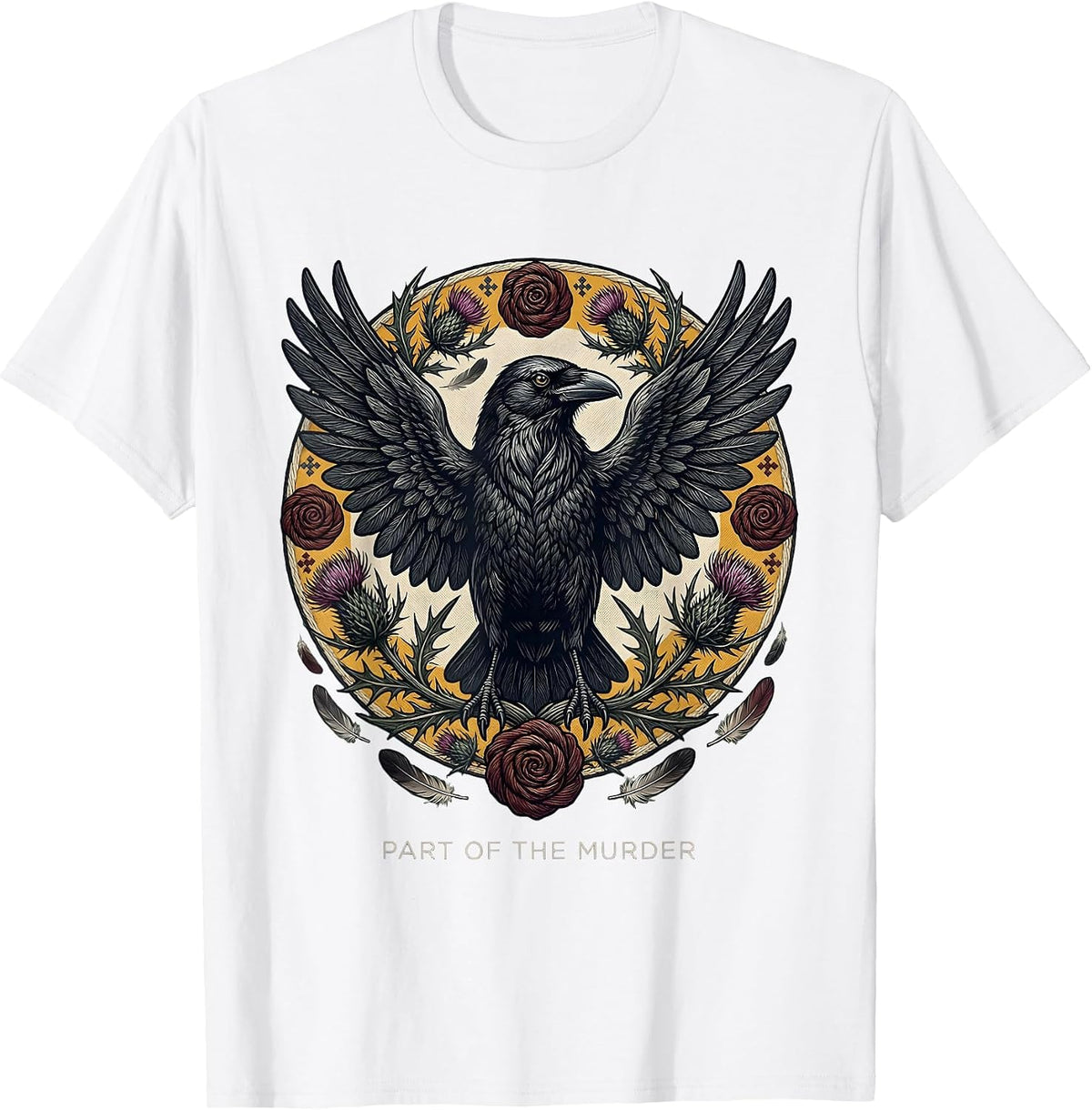 Men's Part of the Murder Crow Lover Design T-Shirt - White