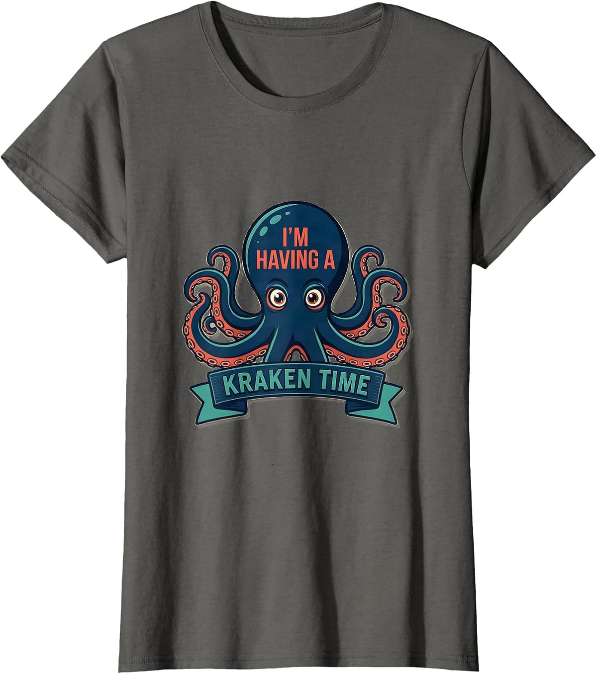 Women's I'm Having a Kraken Time Funny Octopus Lover Vintage Sea T-Shirt - Asphalt Grey