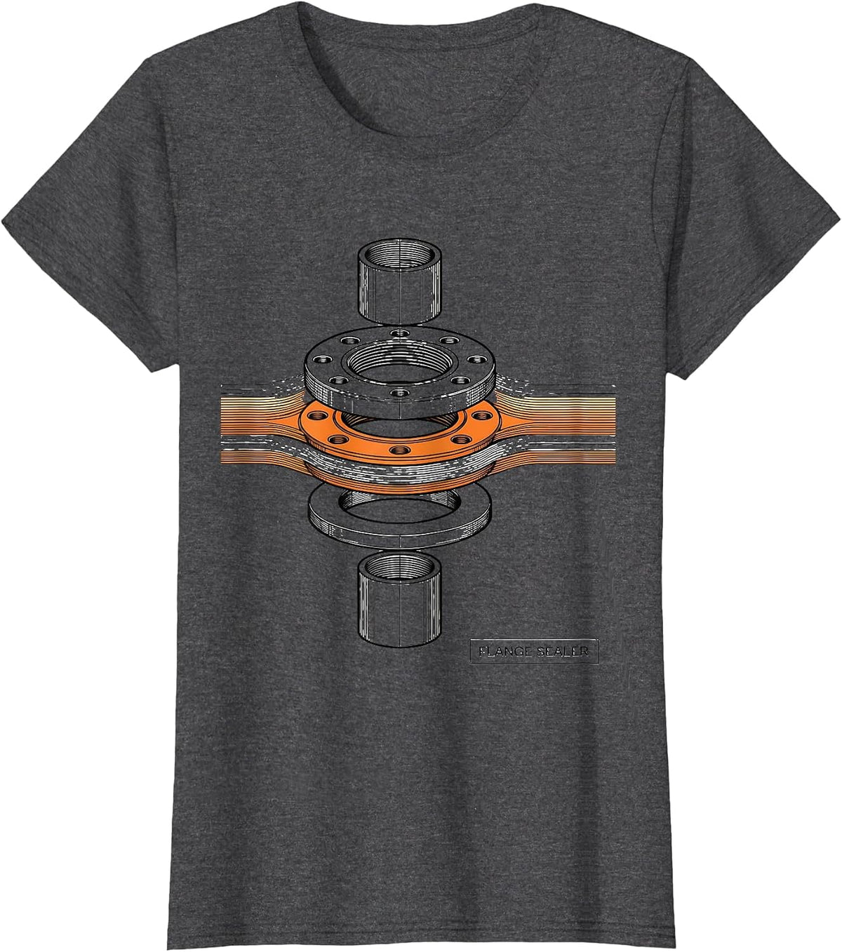 Women's Flange Sealer Exploded Pipe Flange Plumbing Humor Gift T-Shirt - Dark Heather Grey
