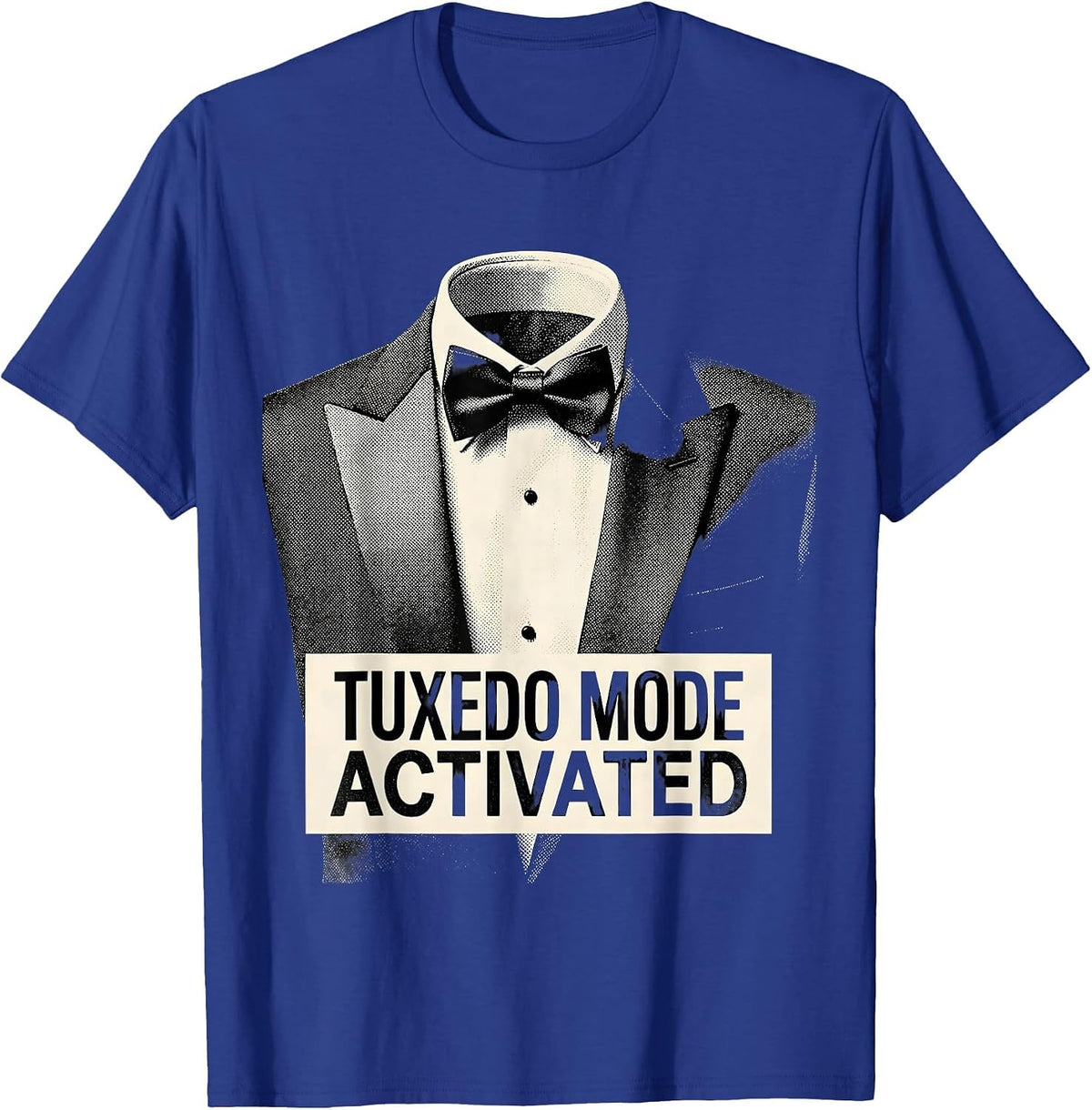 Men's Tuxedo Mode Activated Funny Formal Style Design T-Shirt - Royal Blue