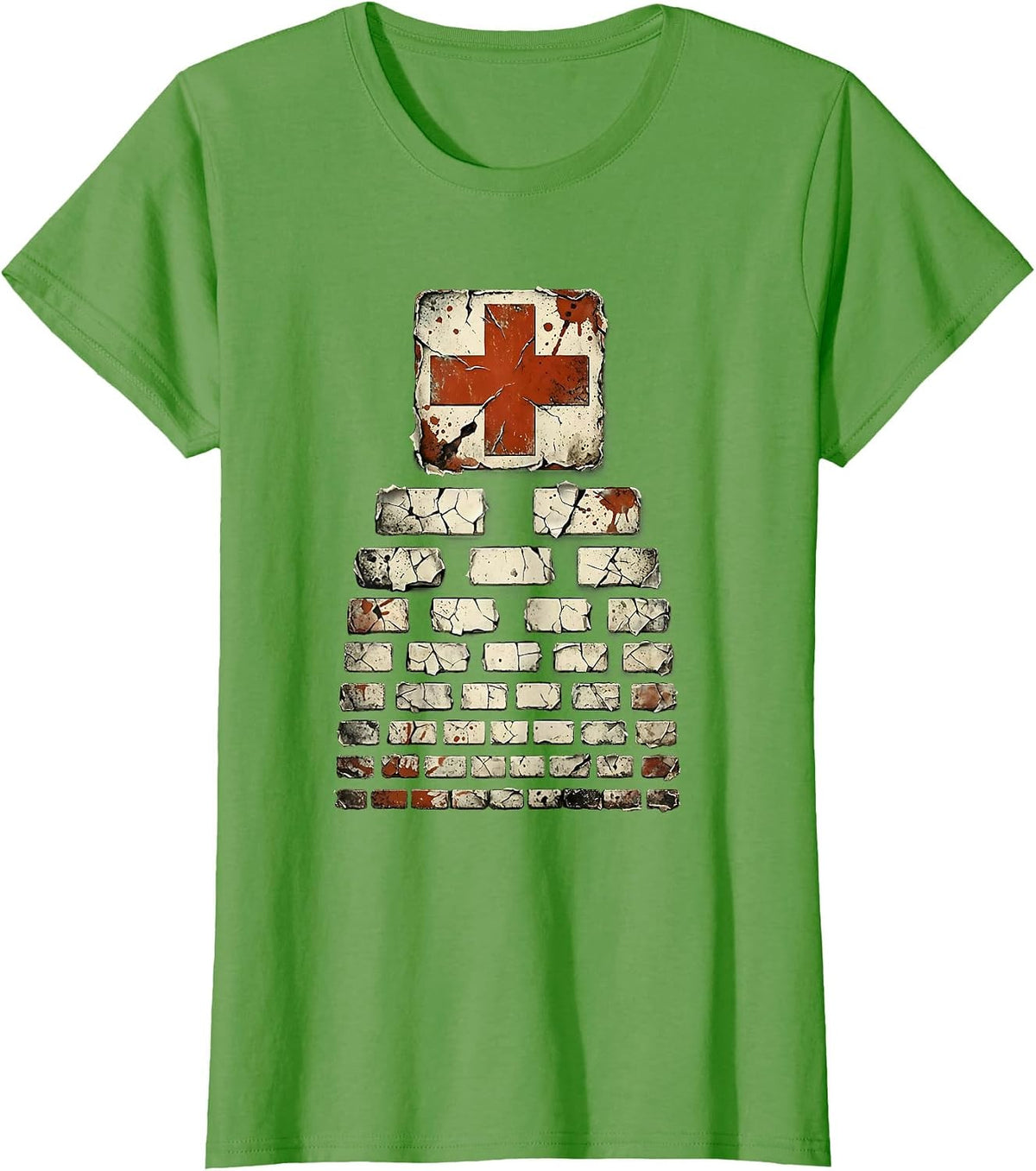 Women's School Nurse Eye Chart Graphic Design T-Shirt - Grass Green