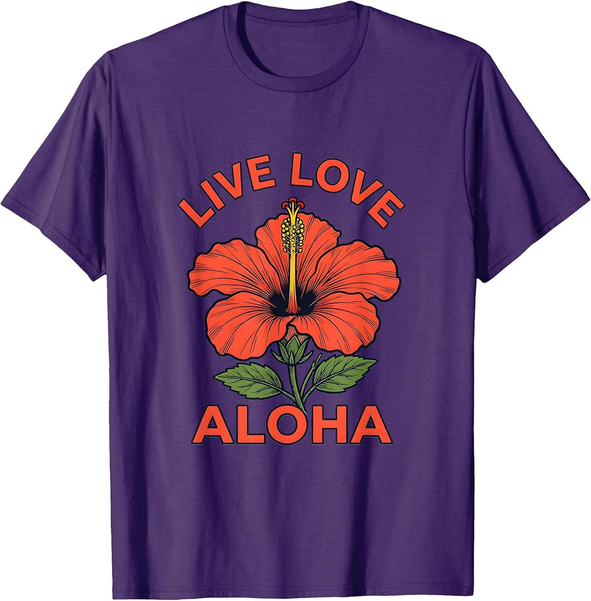 Live Love Aloha Hawaiian Spirit Design T-Shirt - Purple