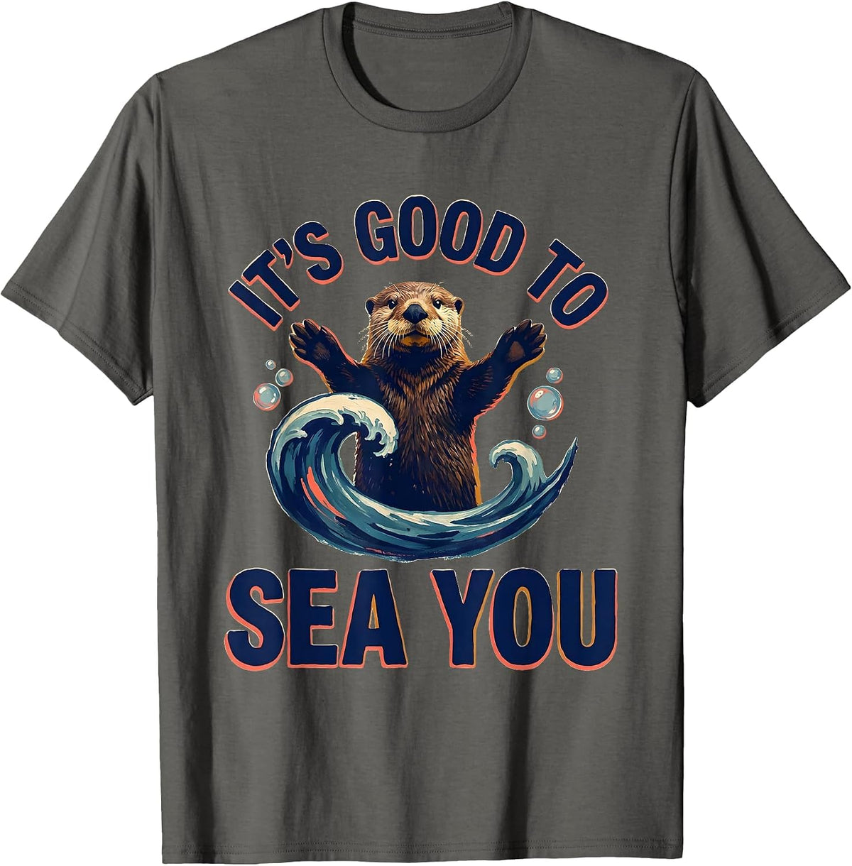 Men's It's Good To Sea You Cute Ocean Teacher Back To School Pun T-Shirt - Asphalt Grey