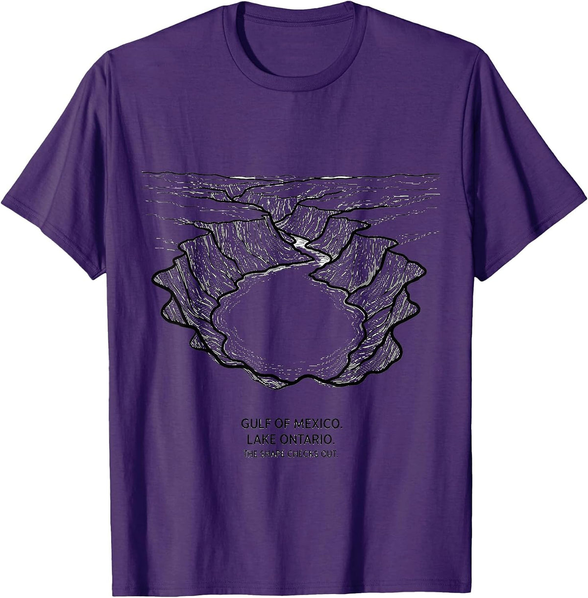Gulf of Mexico. Lake Ontario. The Shape Checks Out. T-Shirt - Purple