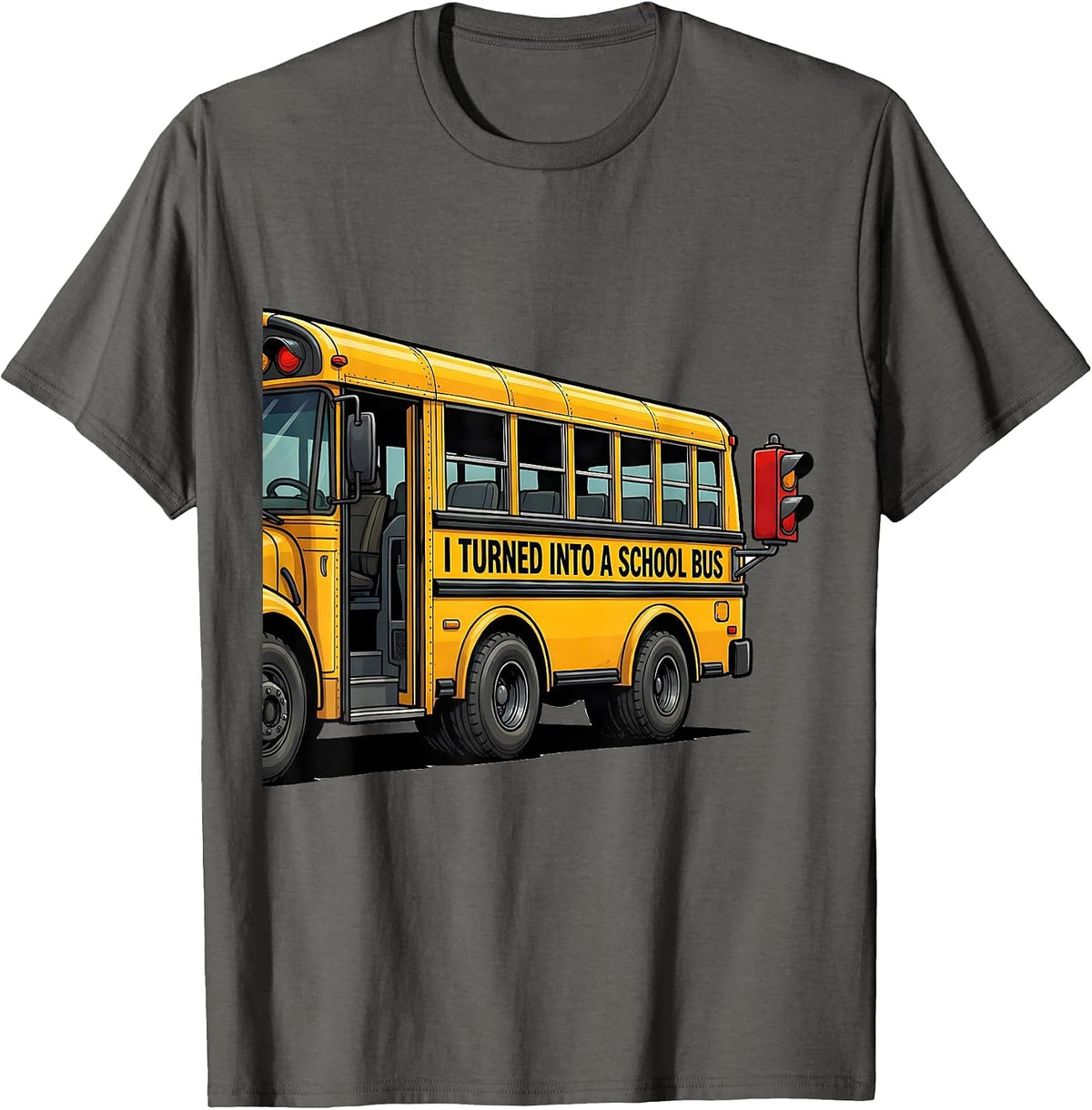Men's I Turned Into A School Bus Funny School Bus Driver Halloween T-Shirt - Asphalt Grey