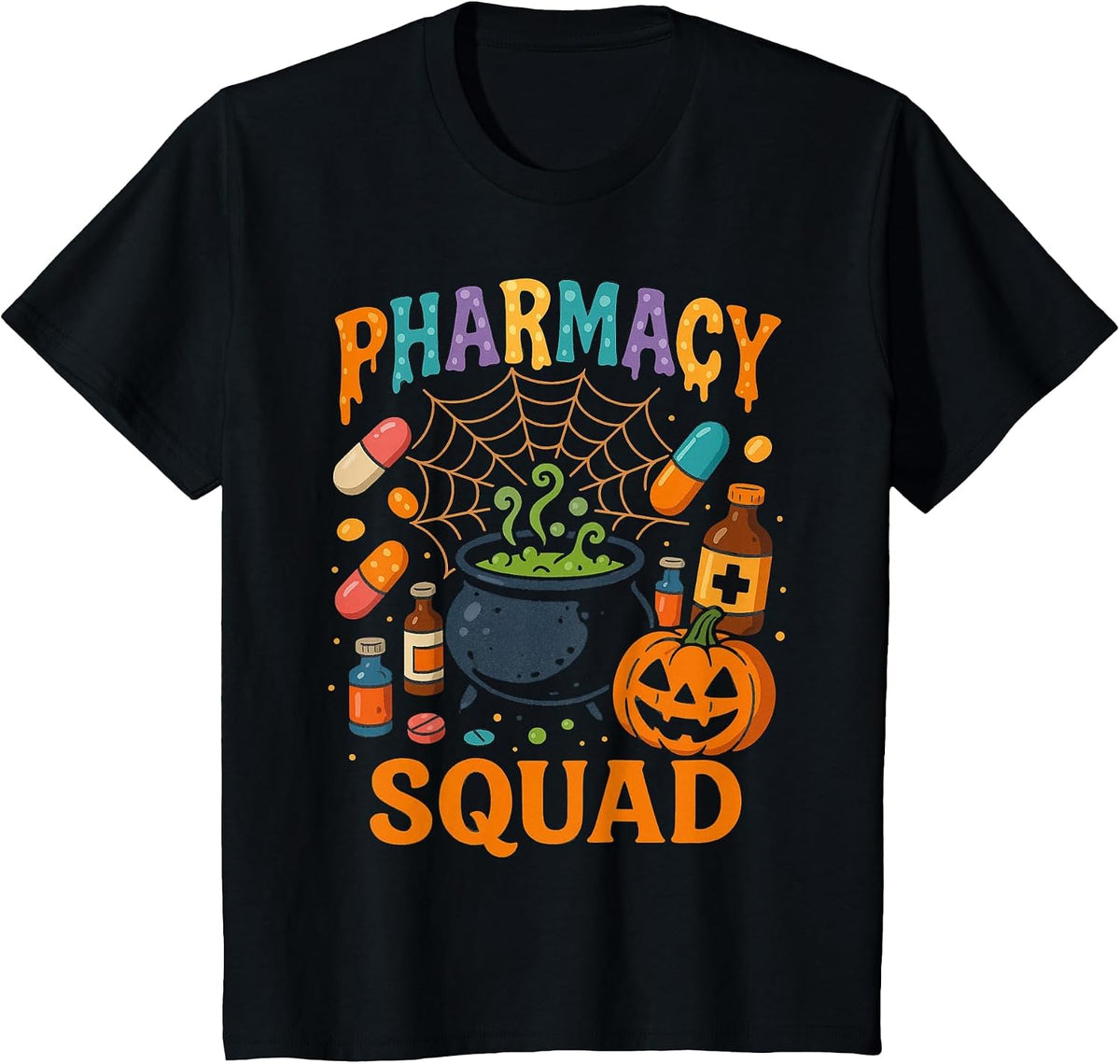 Pharmacy Squad Halloween Funny Pharmacist Ghost Costume T-Shirt - Black