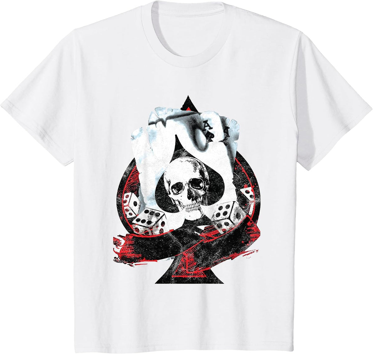 Scorched Ace of Spades Dice Poker Player T-Shirt - White