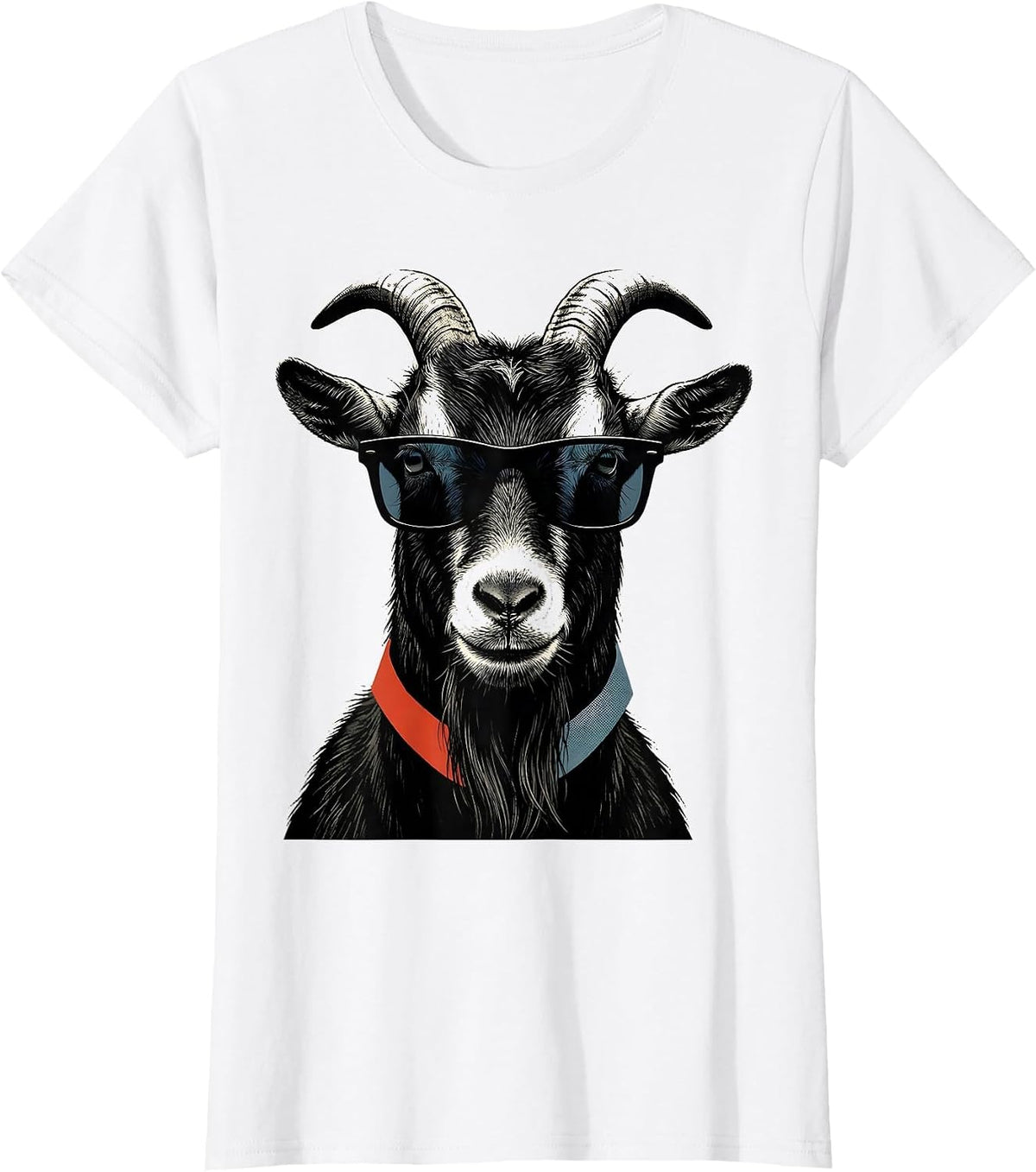 Goat with Sunglasses Cool Farm Animal Humor T-Shirt - White