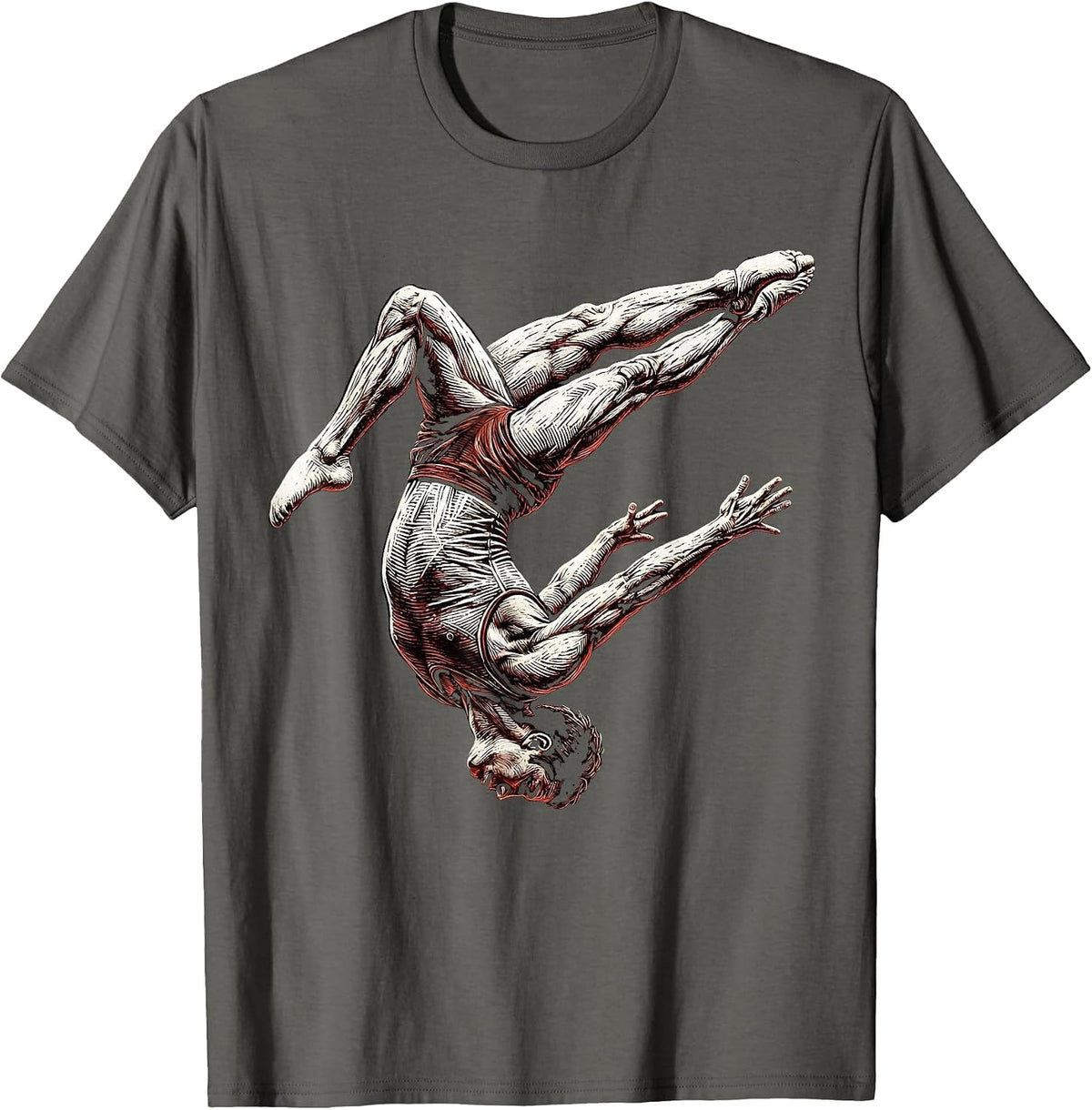 Gymnast Backflip Aerial Art Gymnastics Design T-Shirt - Asphalt Grey