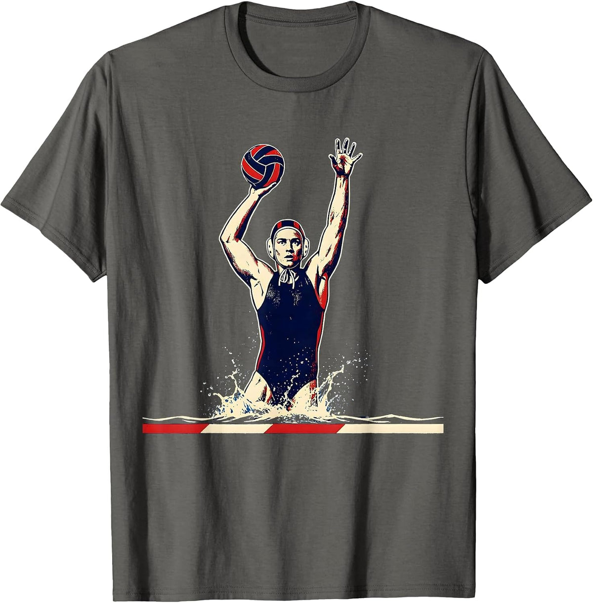 Water Polo Player Sports Fan Humor T-Shirt - Asphalt Grey