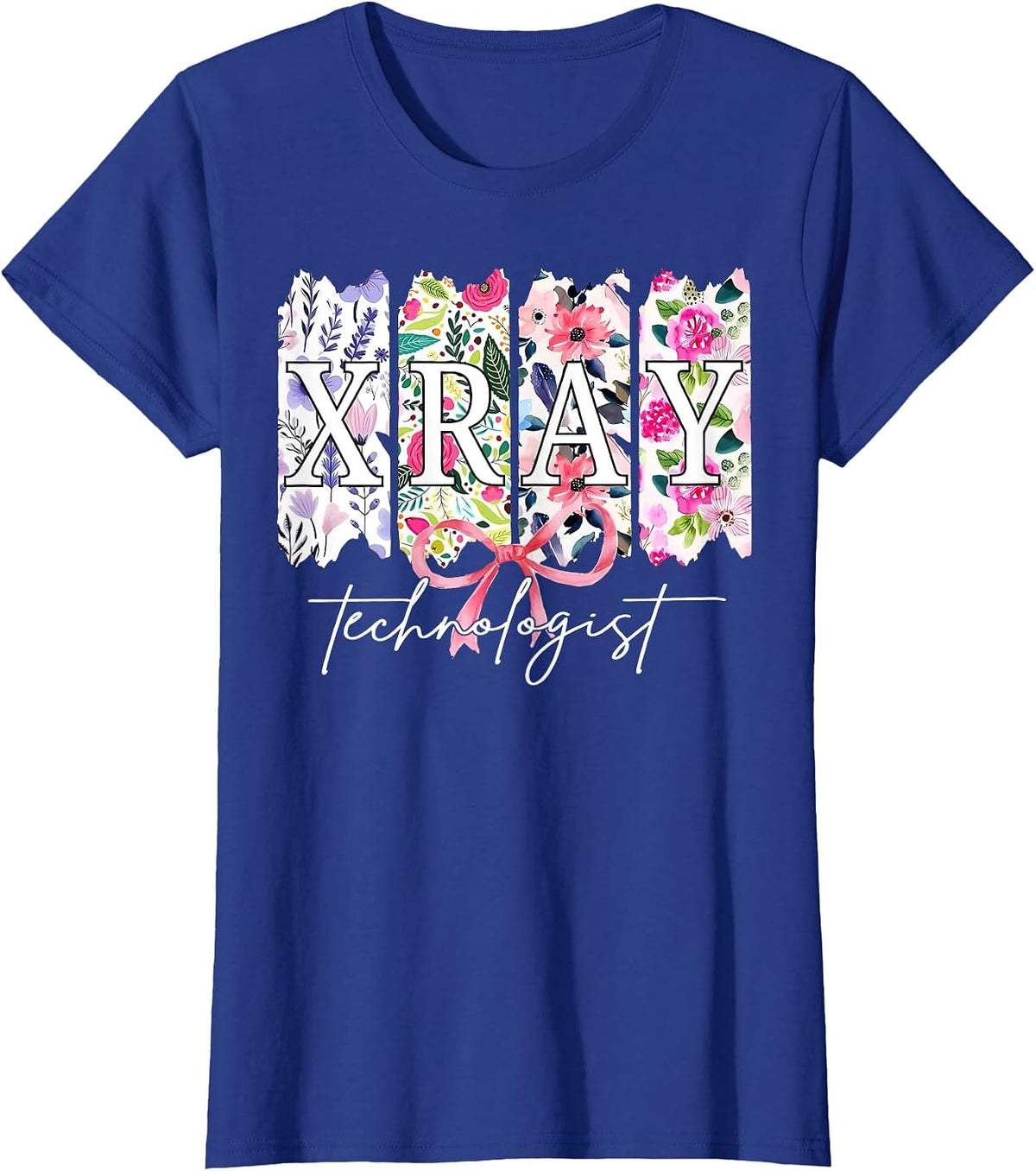 Retro X-Ray Technologist Flower Coquette Bow Radiology T-Shirt - Royal Blue