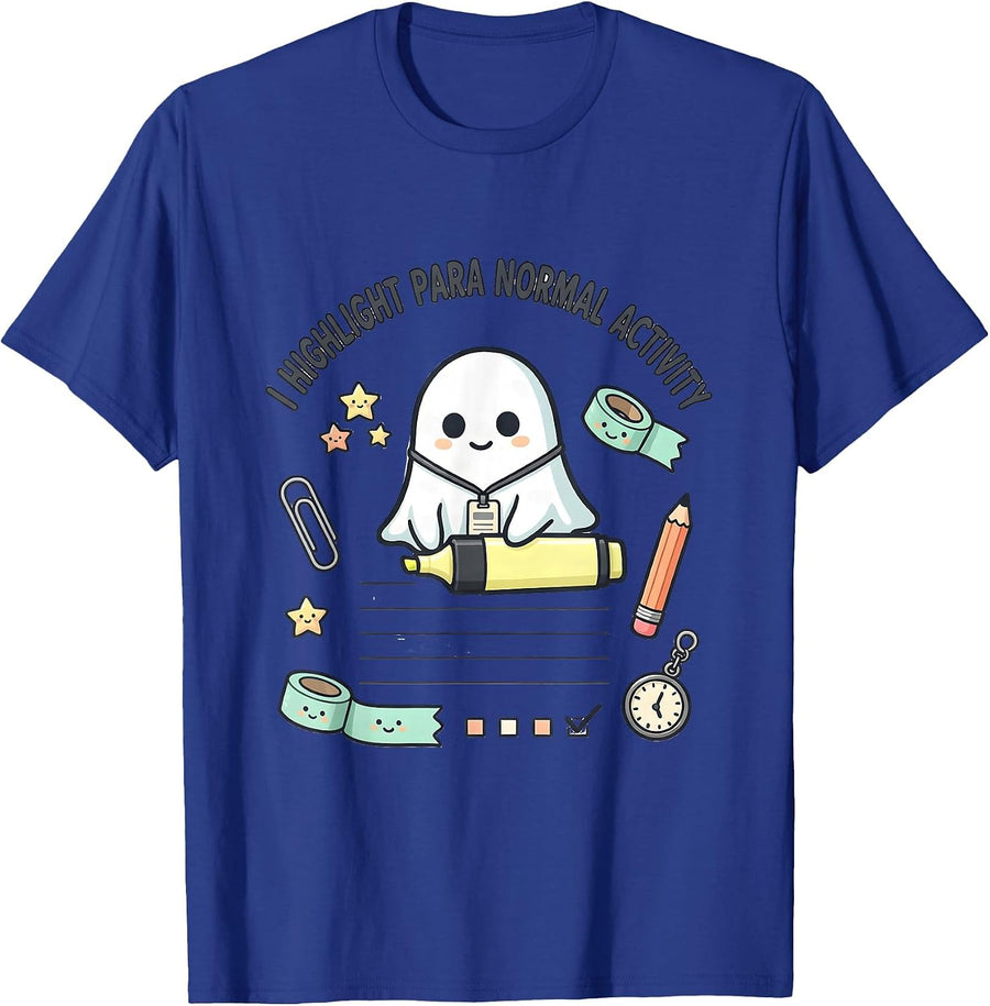 I Highlight Para Normal Activity Kawaii Ghost Stationery T-Shirt - Royal Blue