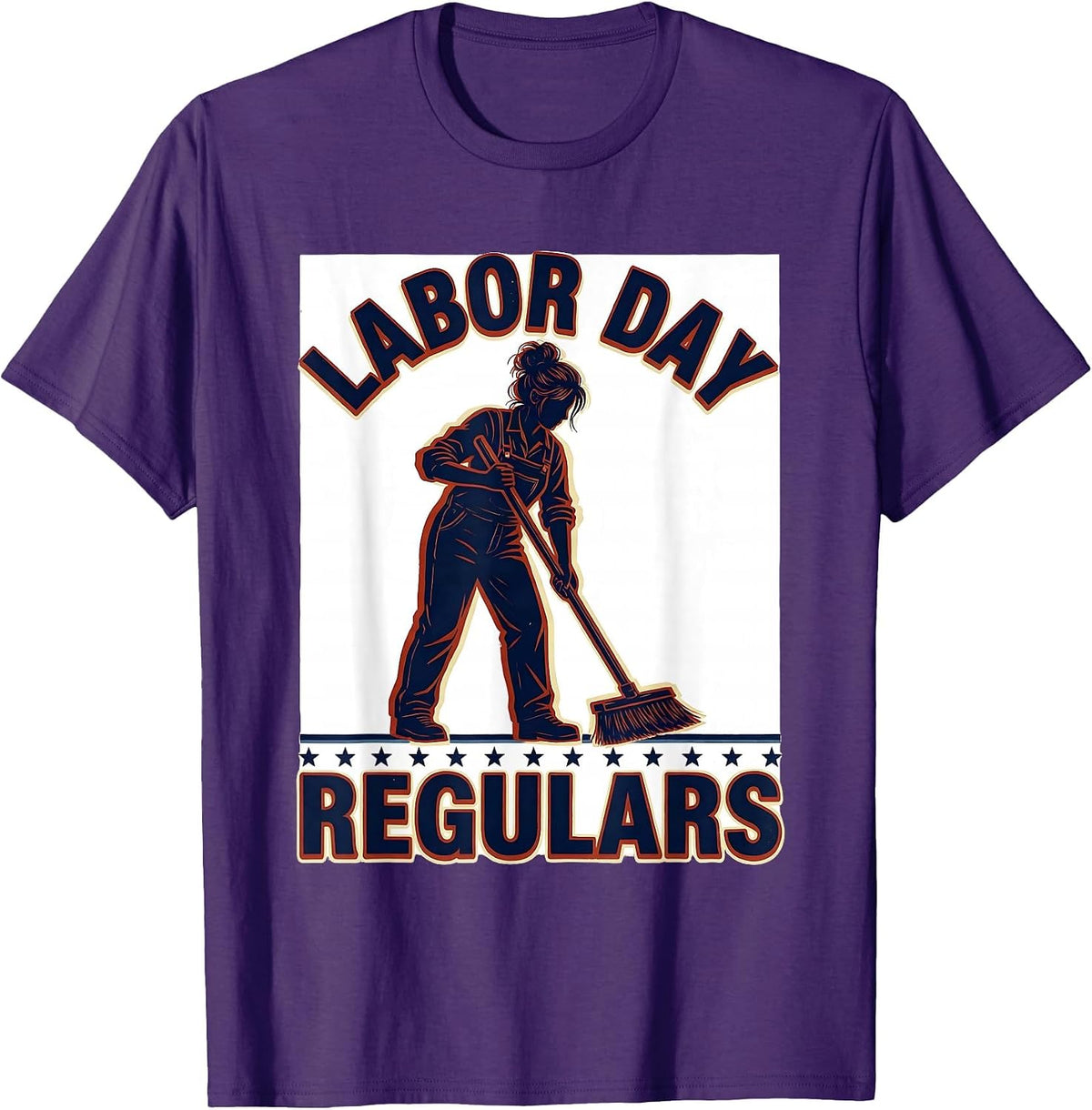 Labor Day Regulars Patriotic Messy Bun Woman Holiday T-Shirt - Purple
