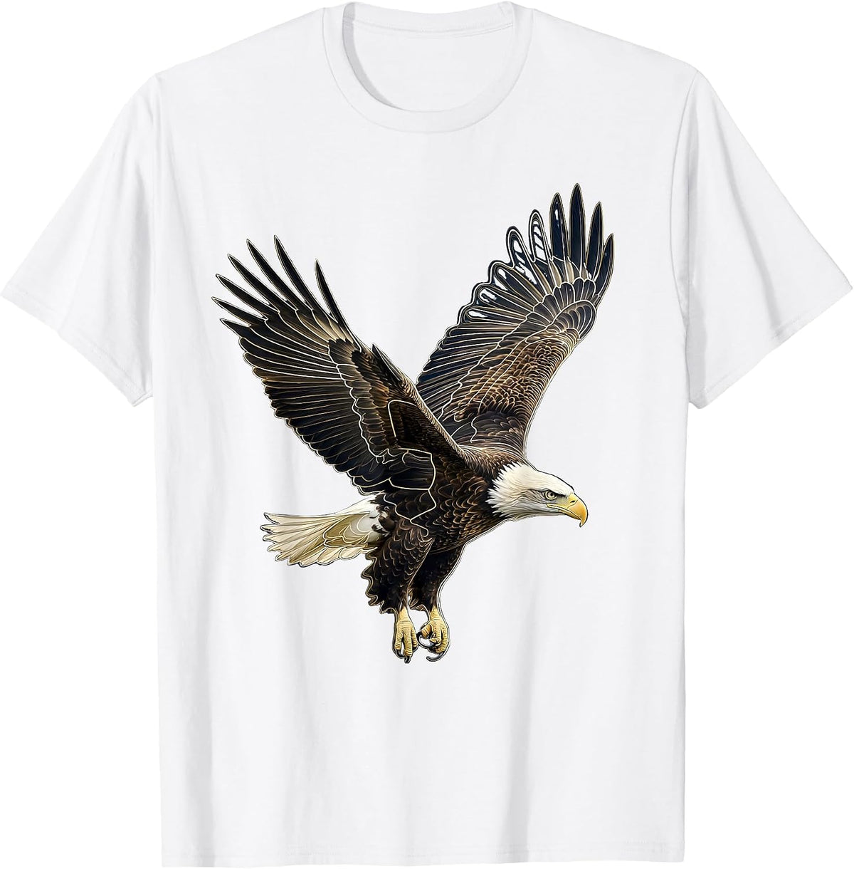 Men's Bald Eagle Topographic Contour Patriotic Wildlife T-Shirt - White