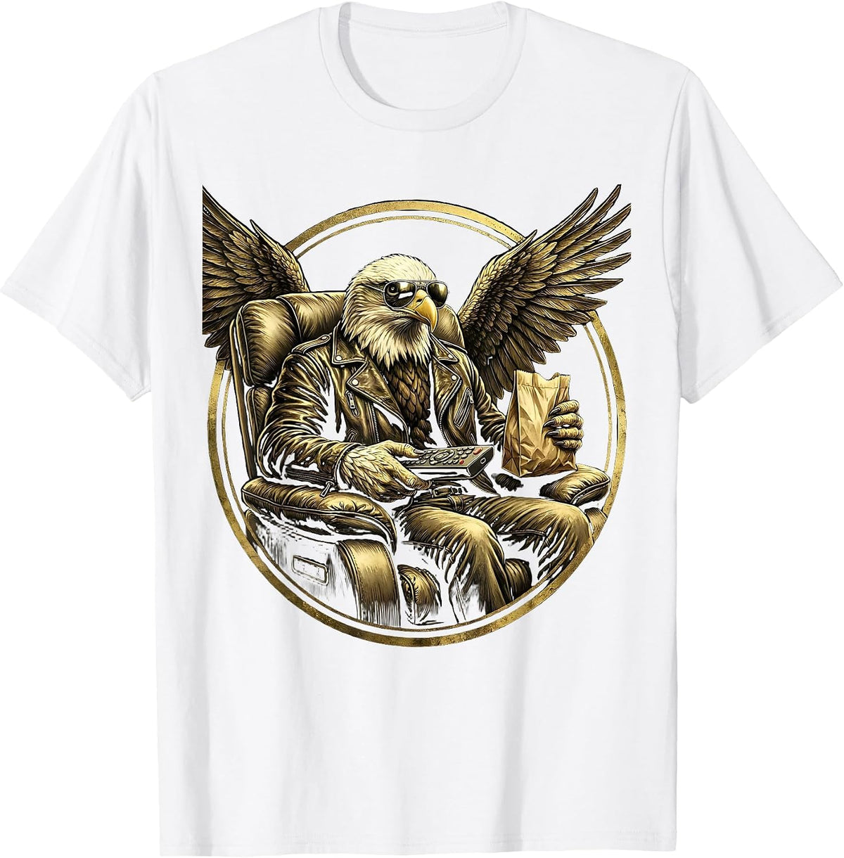 Men's Bald Eagle Arrow and Olive Branch Patriotic Design T-Shirt - White