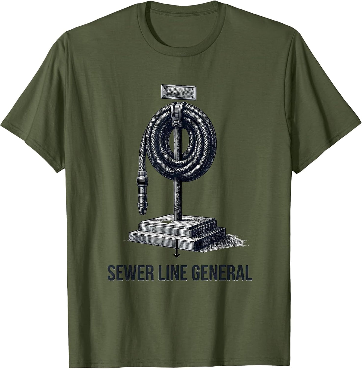 Men's Sewer Line General Funny Plumber Dad Joke Plumbing Gift T-Shirt - Olive Green