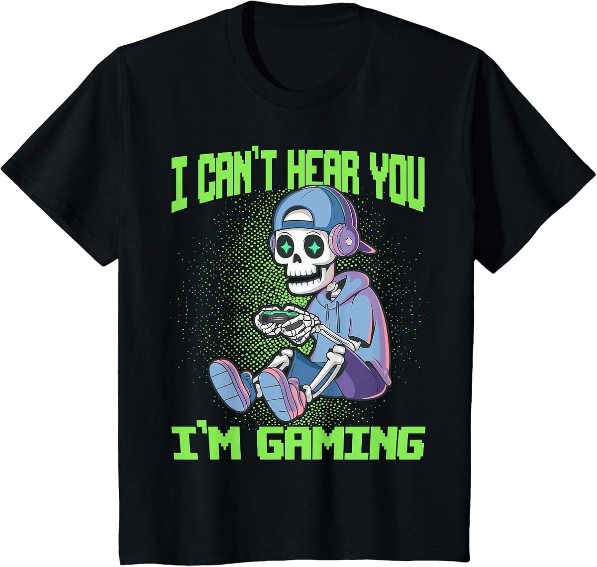 Gamer Skeleton Gaming Video Games T-Shirt - Black
