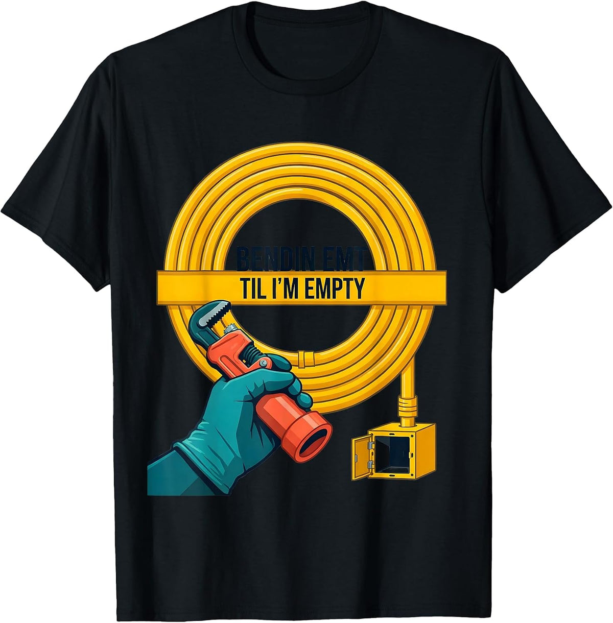 Men's Bendin EMT Til I'm Empty Funny Electrician Gift T-Shirt - Black