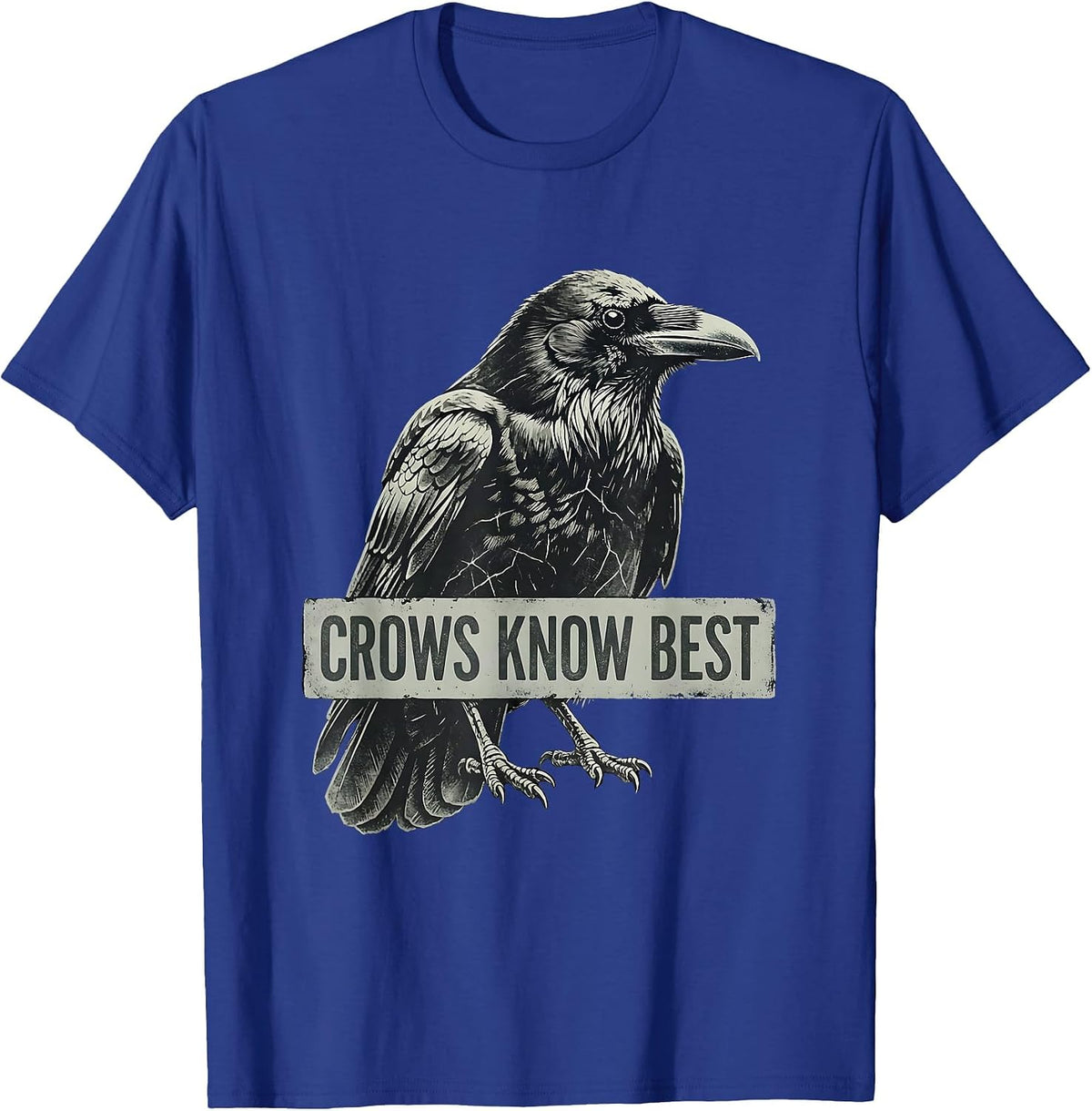 Men's Crows Know Best Bold Crow Graphic Design T-Shirt - Royal Blue