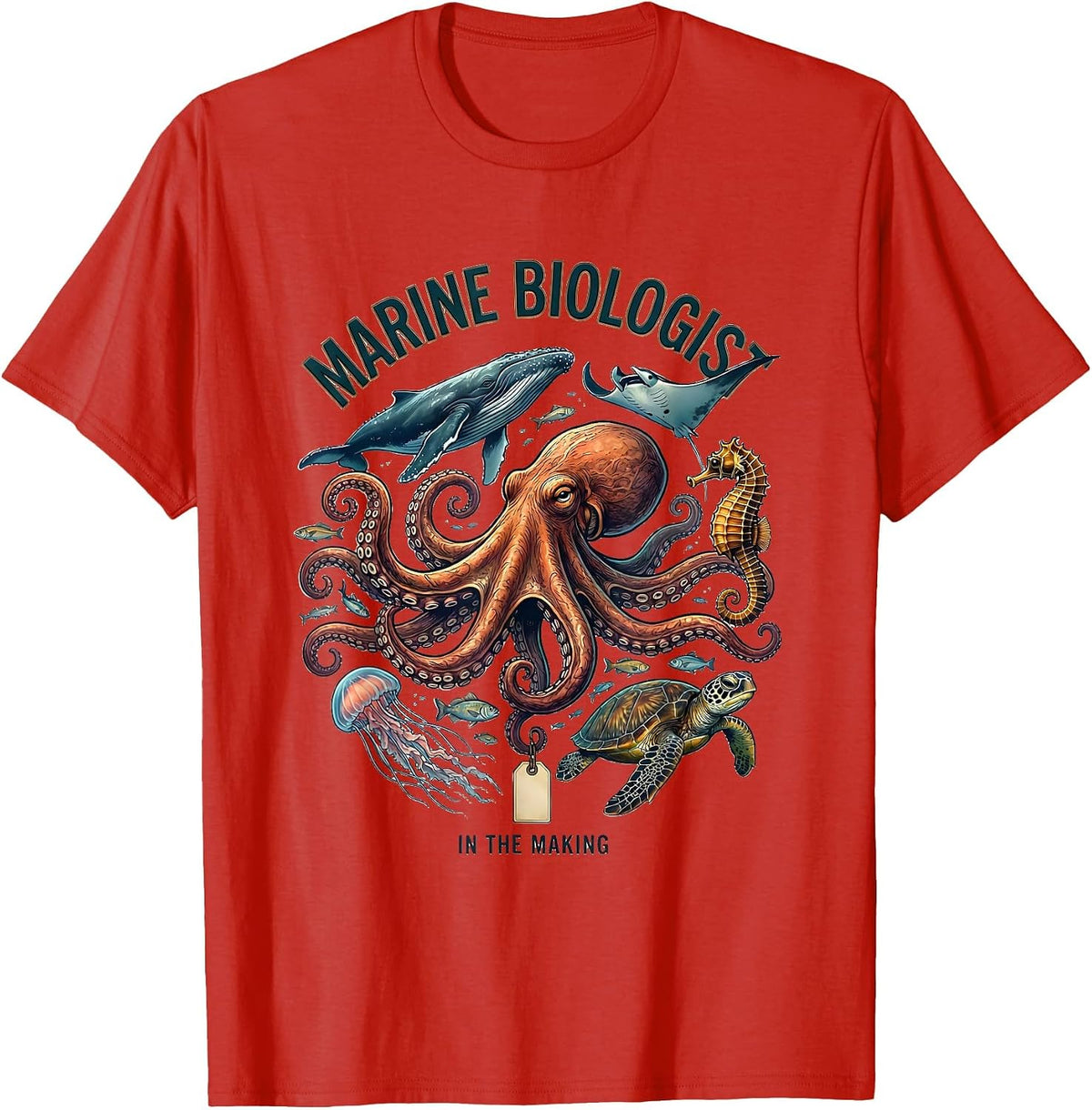 Men's Marine Biologist In The Making Octopus Sea Creature Nature T-Shirt - Red