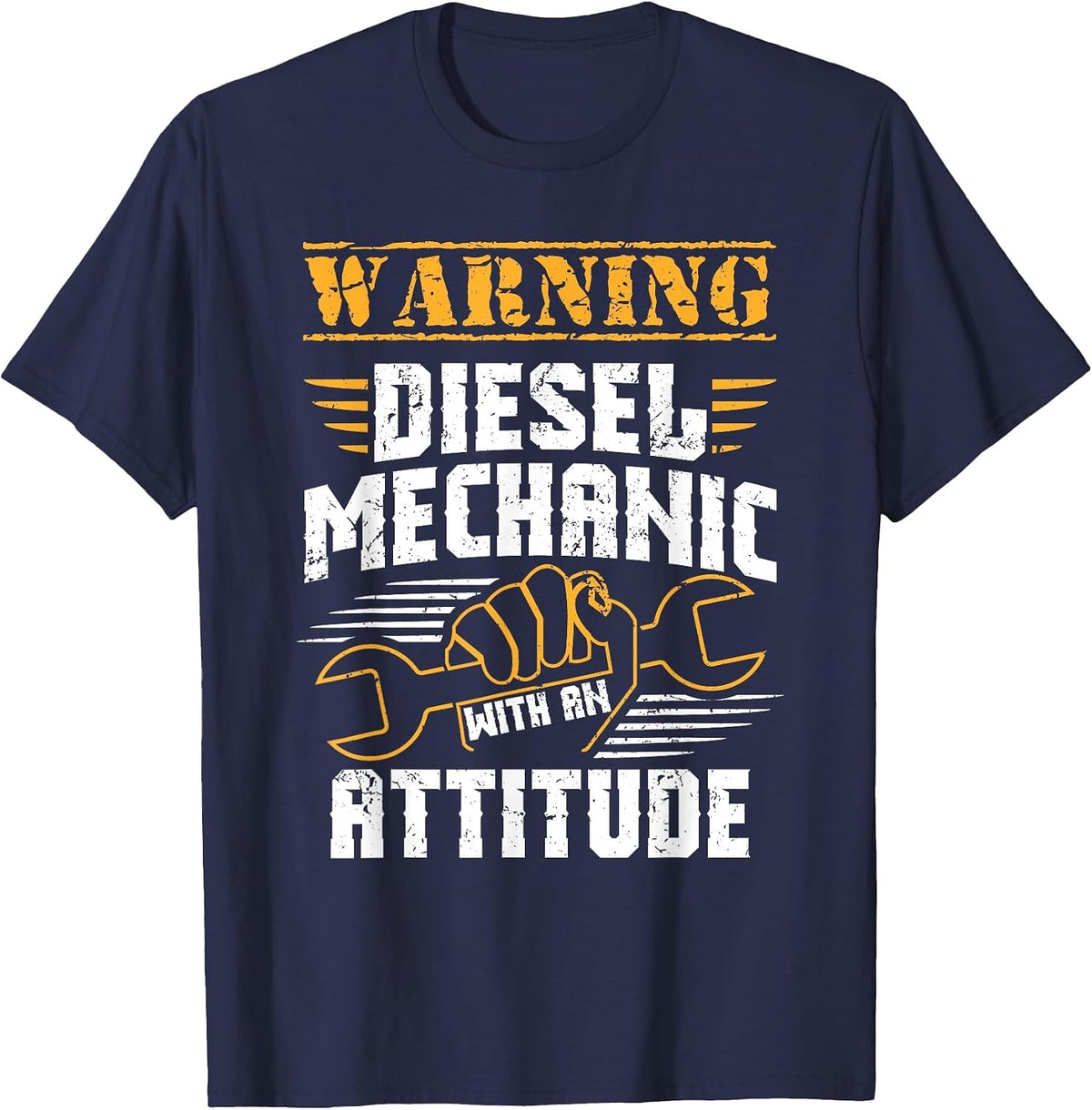 Diesel Mechanic Shirt - Diesel Mechanic with an Attitude T-Shirt - Navy Blue