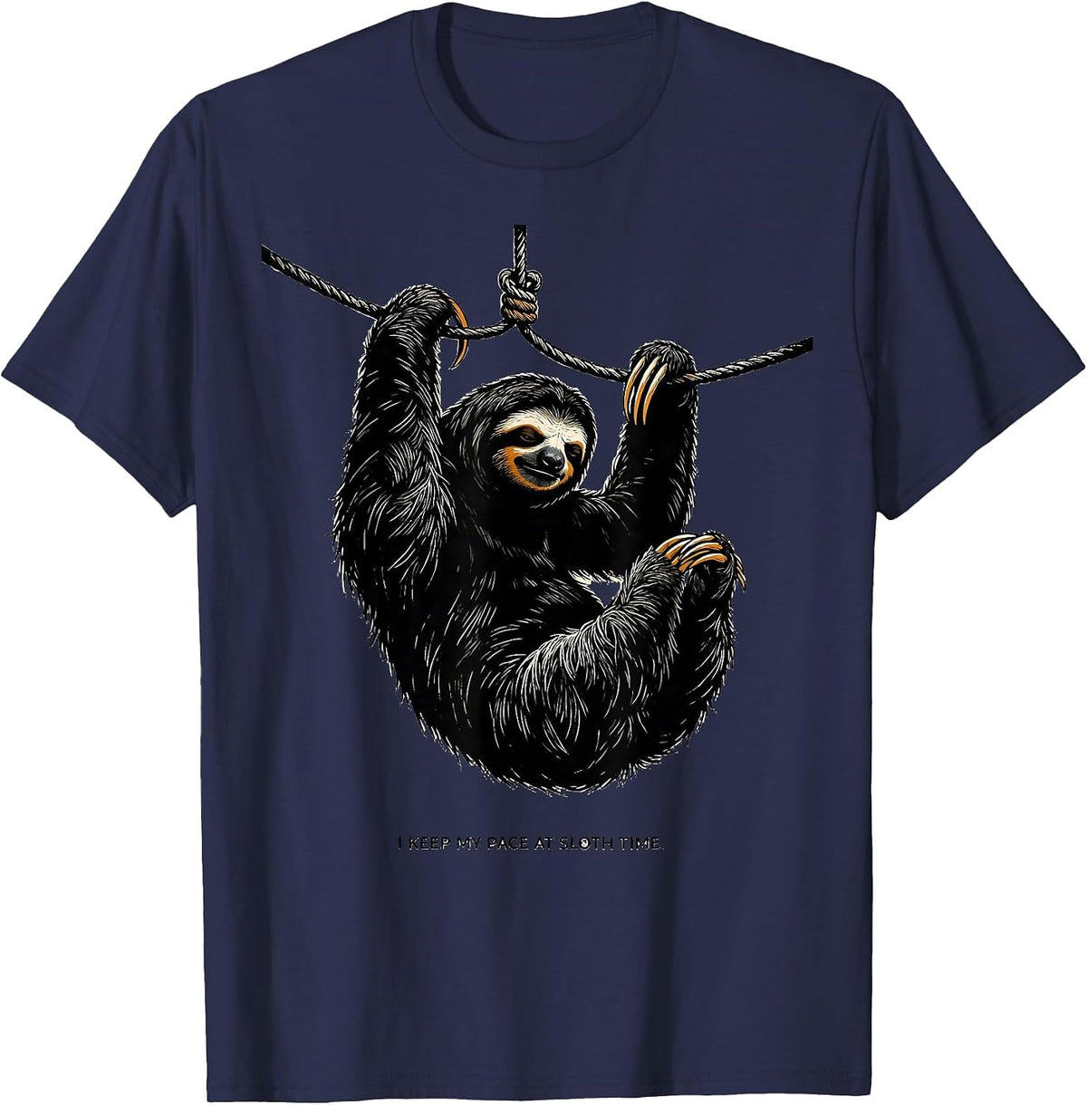 Men's I Keep My Pace At Sloth Time Funny Sloth Lover Humor T-Shirt - Navy Blue