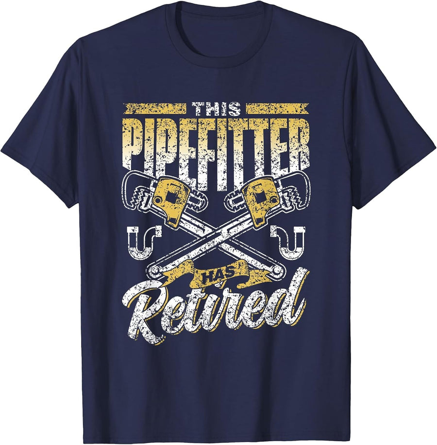 This Plumber is Retired Pipeline Construction Plumber T-Shirt - Navy Blue