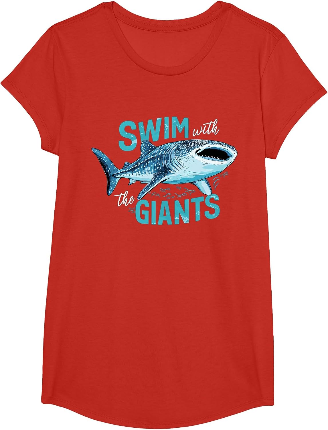 Swim with the Giant Whale Shark T-Shirt - Girls Red