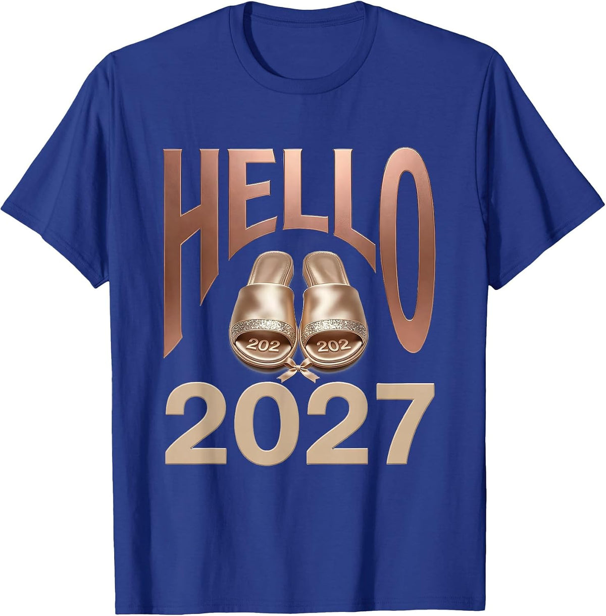 Hello, 2027 Playful Festive New Year's Eve Party Top T-Shirt - Royal Blue