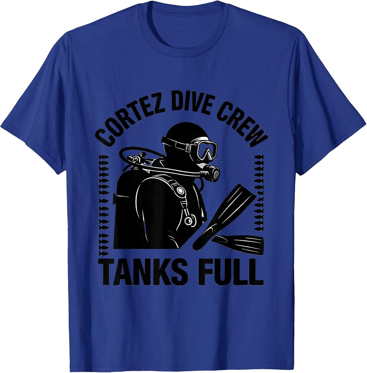 Cortez Dive Crew Tanks Full Scuba Diver Humor Adventure T-Shirt - Royal Blue