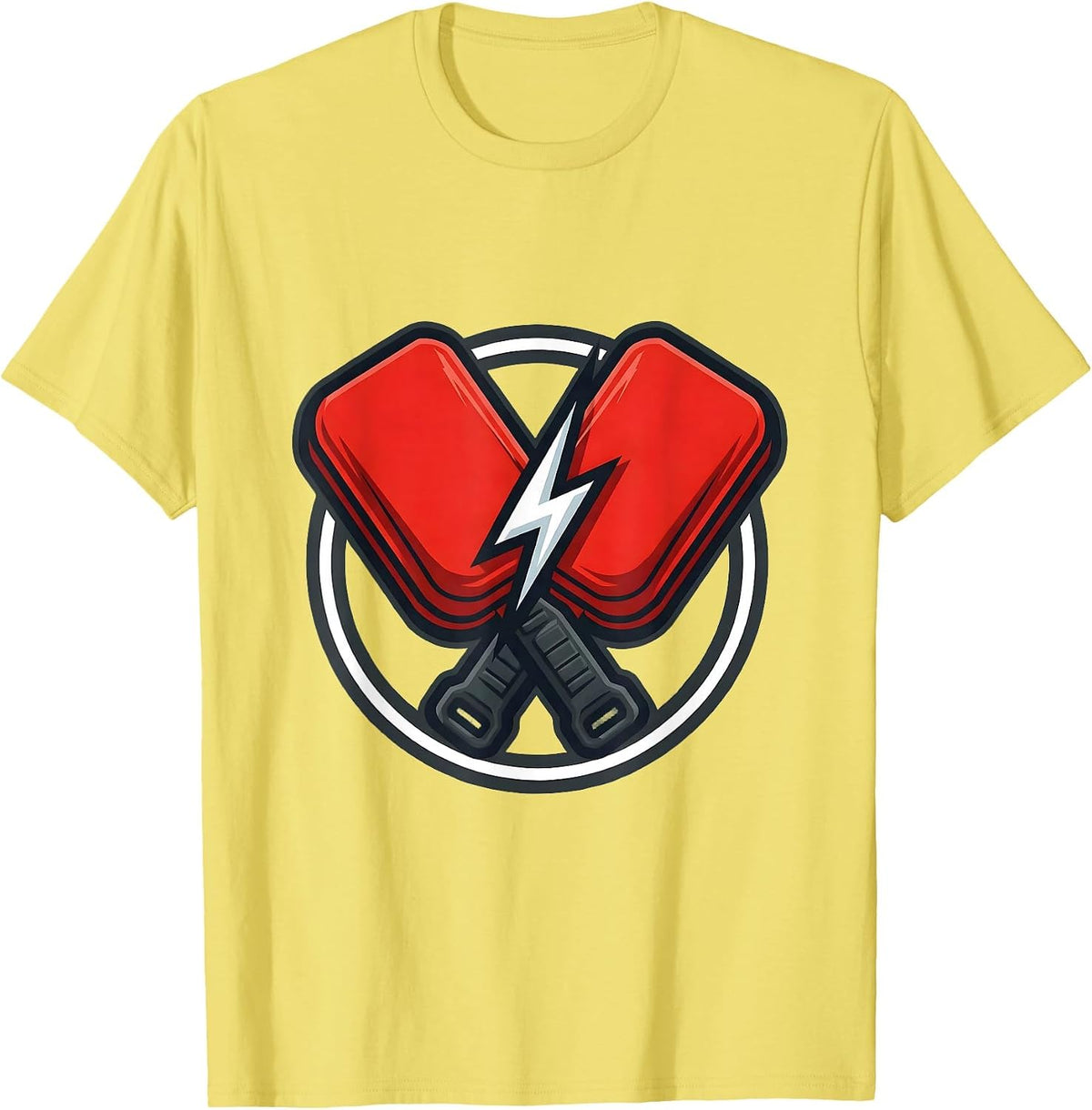 Men's EMT Defibrillator Paddles Electric Arc Graphic T-Shirt - Lemon Yellow