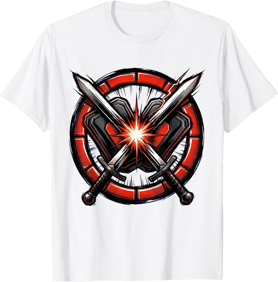 Men's EMT Defibrillator Paddles Crossed Swords Graphic T-Shirt - White