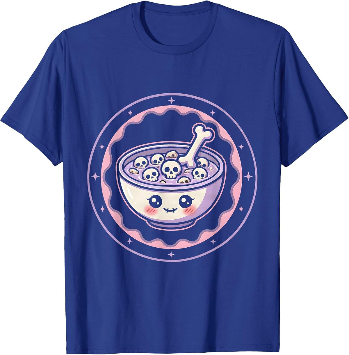 Men's Cereal Killer Skull Flakes Graphic Design T-Shirt - Royal Blue