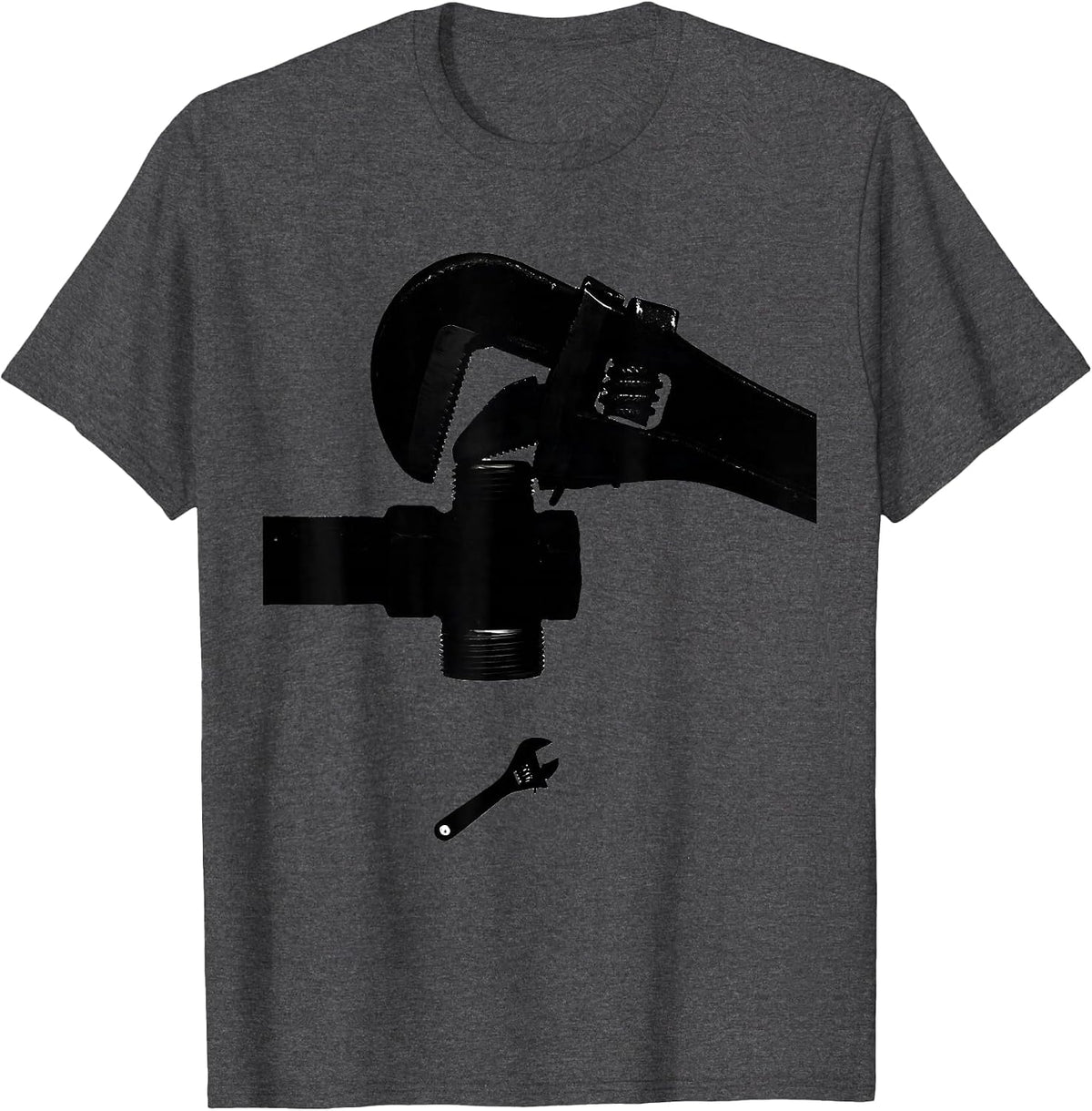 Pipe Wrench Dominates Adjustable Wrench Funny Plumber Gift T-Shirt - Dark Heather Grey