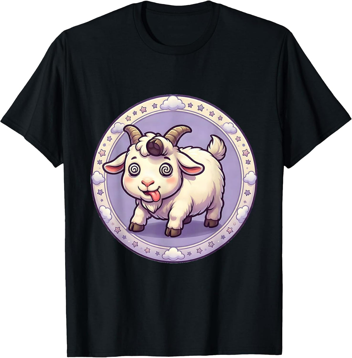 Men's Funny Fainting Goat Mid-Collapse Graphic T-Shirt - Black