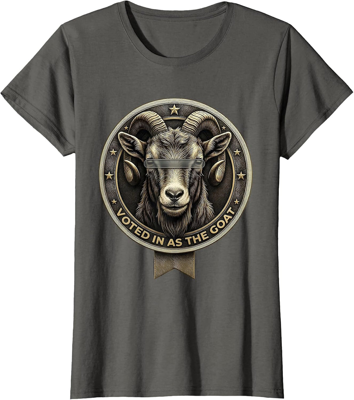 Women's Voted In As The Goat Cool Goat With Sunglasses Funny Animal T-Shirt - Asphalt Grey