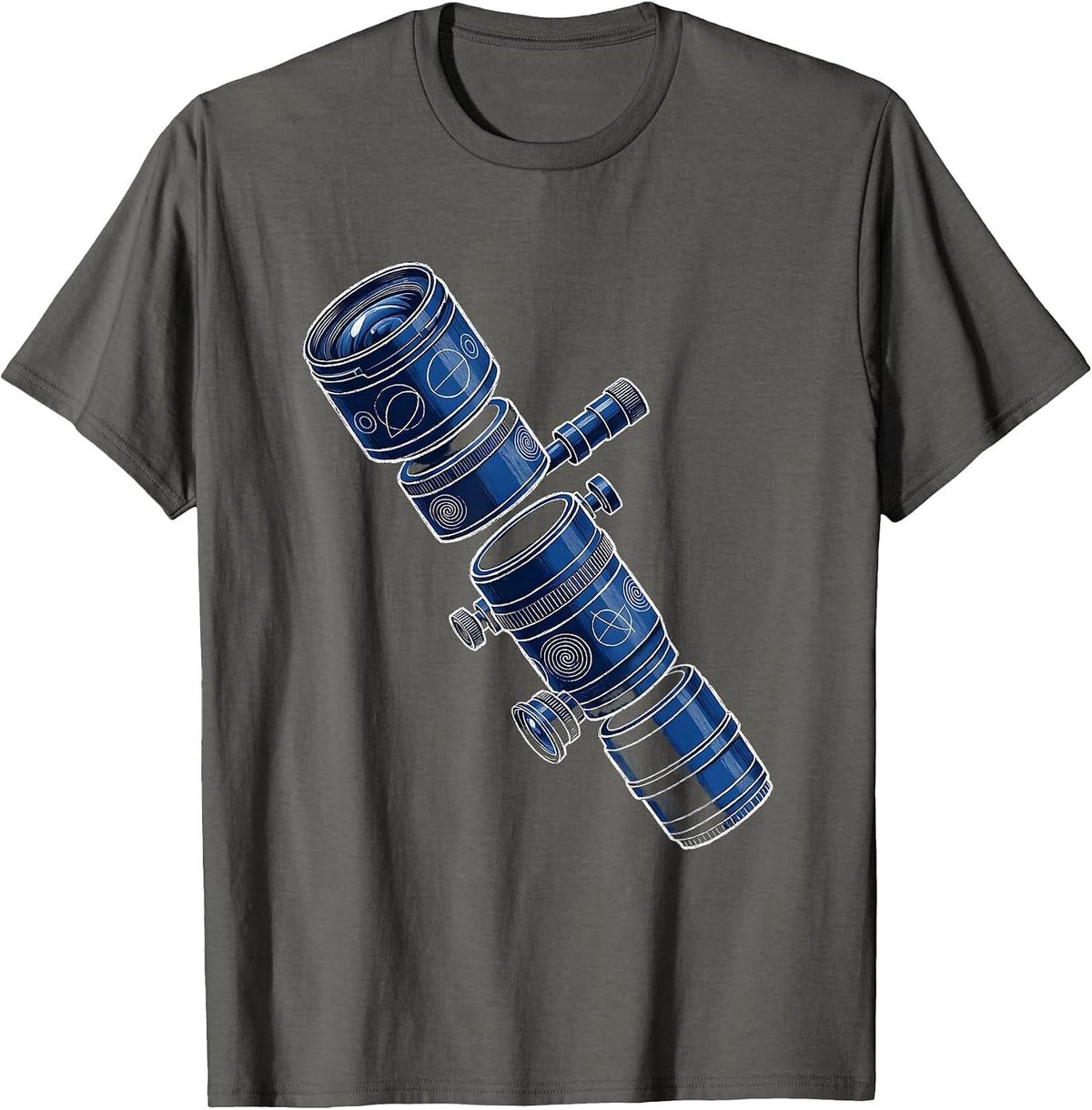 Telescope Math Equations Night Sky Science Design T-Shirt - Asphalt Grey