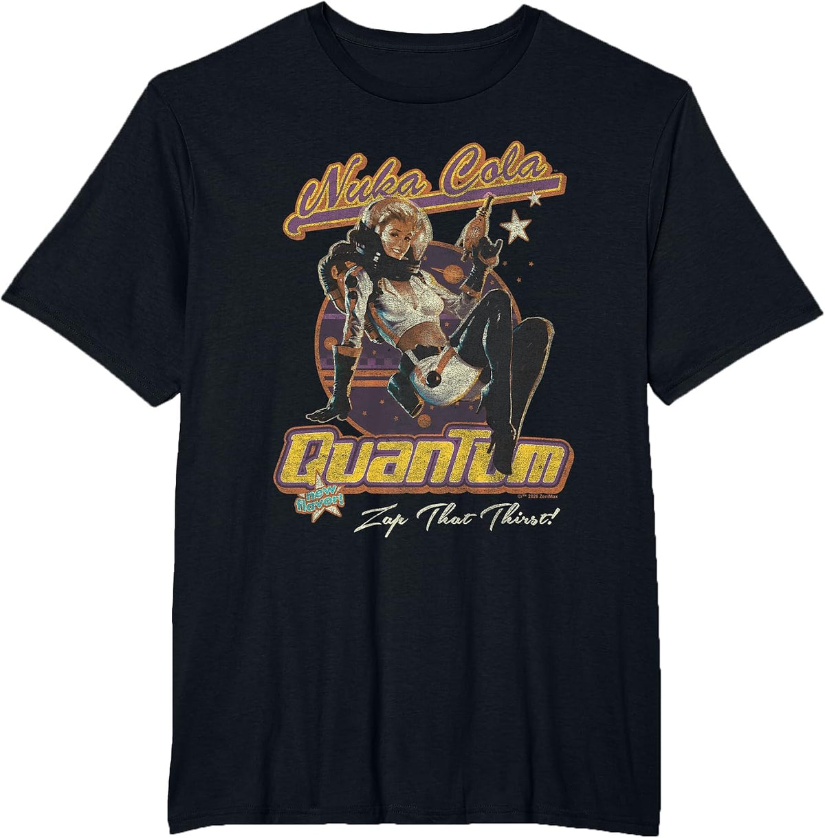 Fallout Video Game Nuka Cola Quantum Vintage Pin-Up Logo T-Shirt - Black