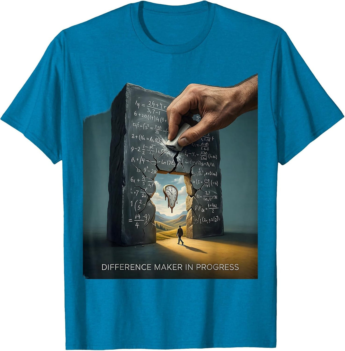 Difference Maker In Progress Subtraction Design T-Shirt - Sapphire Blue