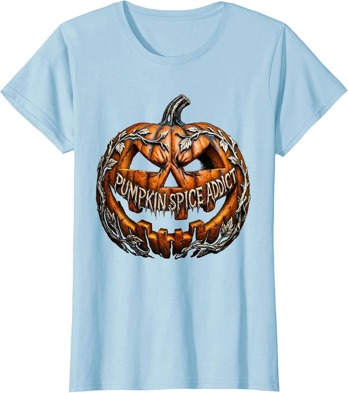 Pumpkin Spice Addict Fall Season Design T-Shirt - Baby Blue