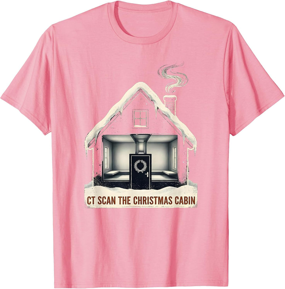 Men's CT Scan The Christmas Cabin Rubber Stamp Radiology Tech T-Shirt - Pink