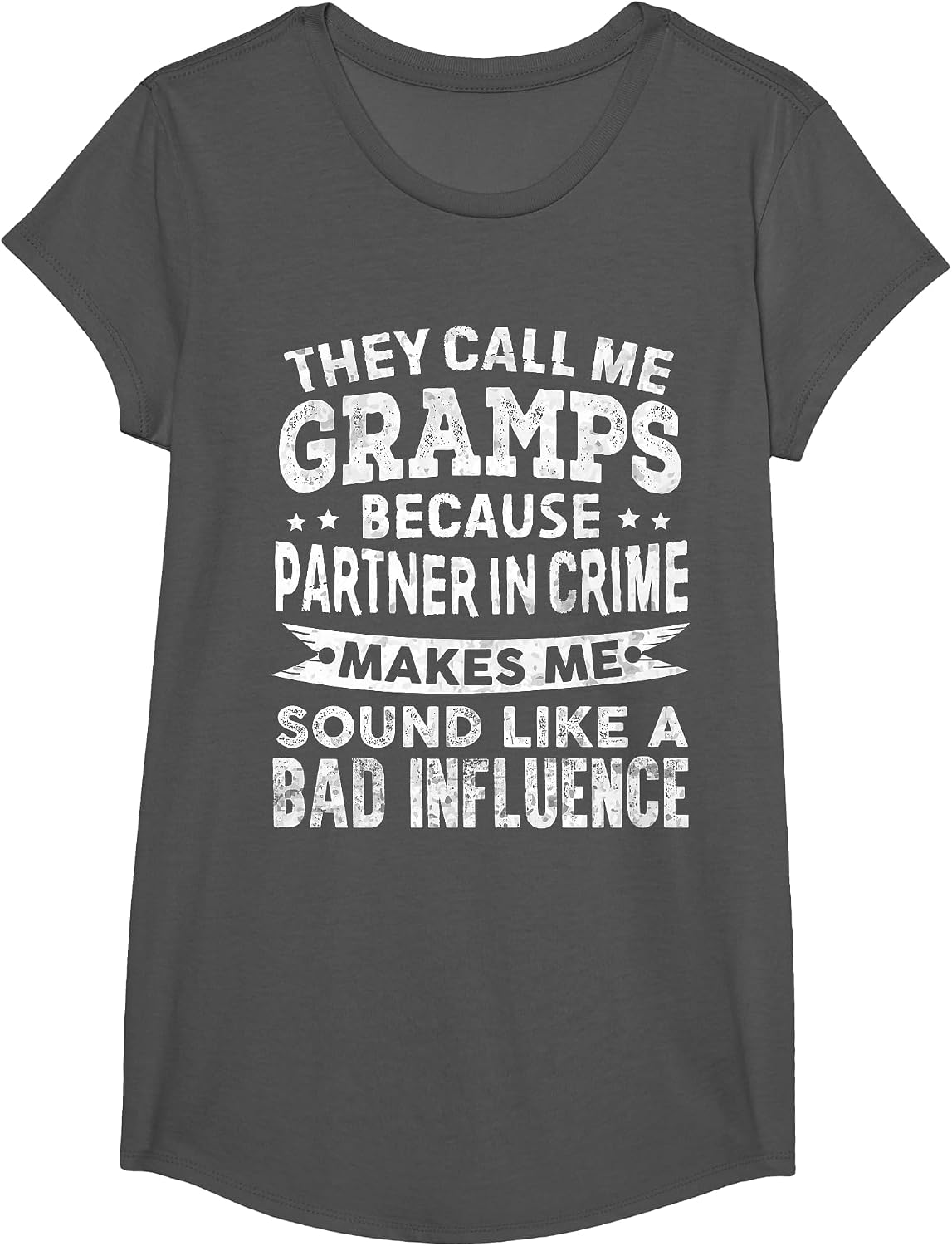 They Call Me Gramps Because Partner in Crime Funny Grandpa T-Shirt - Girls Asphalt Grey
