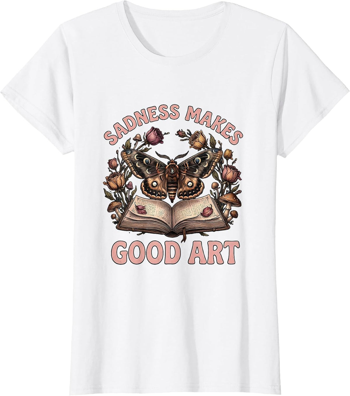 Sadness Makes Good Art Emo Quote Design T-Shirt - White