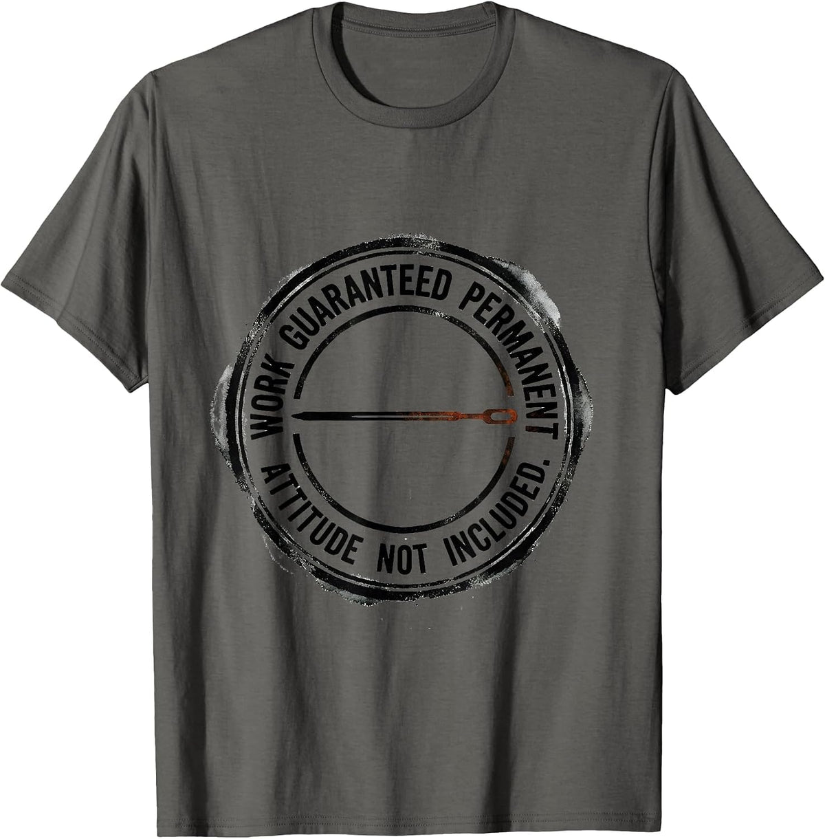 Men's Work Guaranteed Permanent Attitude Not Included Tattoo T-Shirt - Asphalt Grey