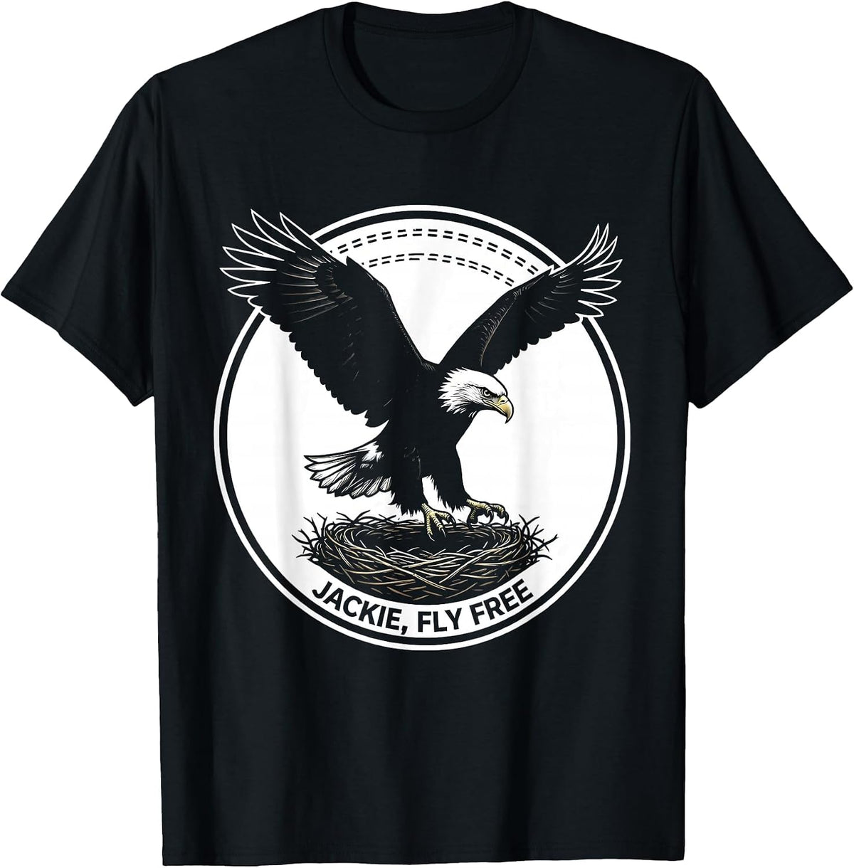 Men's Jackie Fly Free Vintage Bald Eagle Silhouette Patriotic T-Shirt - Black