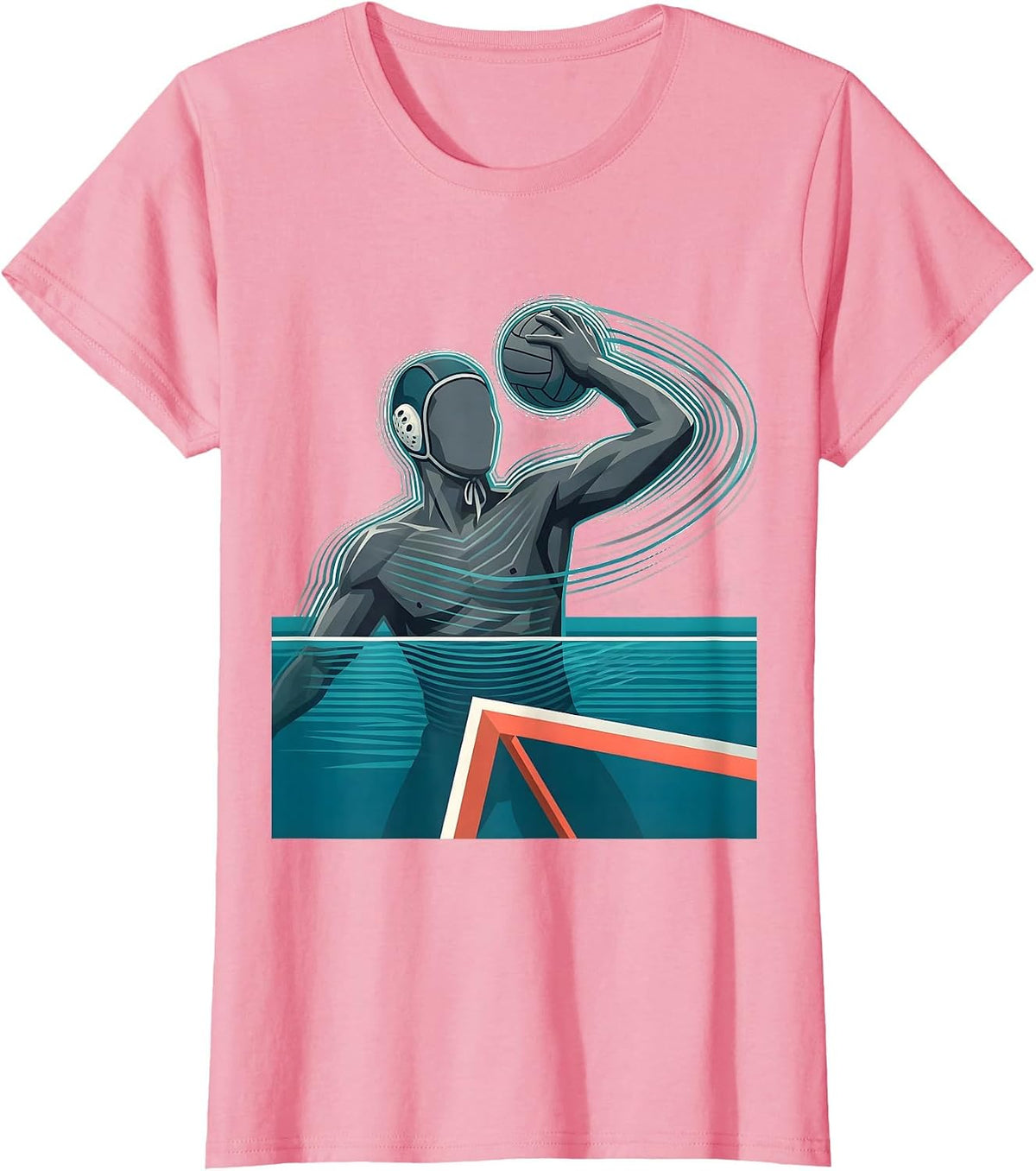 Women's Water Polo Player Windup Throw Sports Fan Humor T-Shirt - Pink